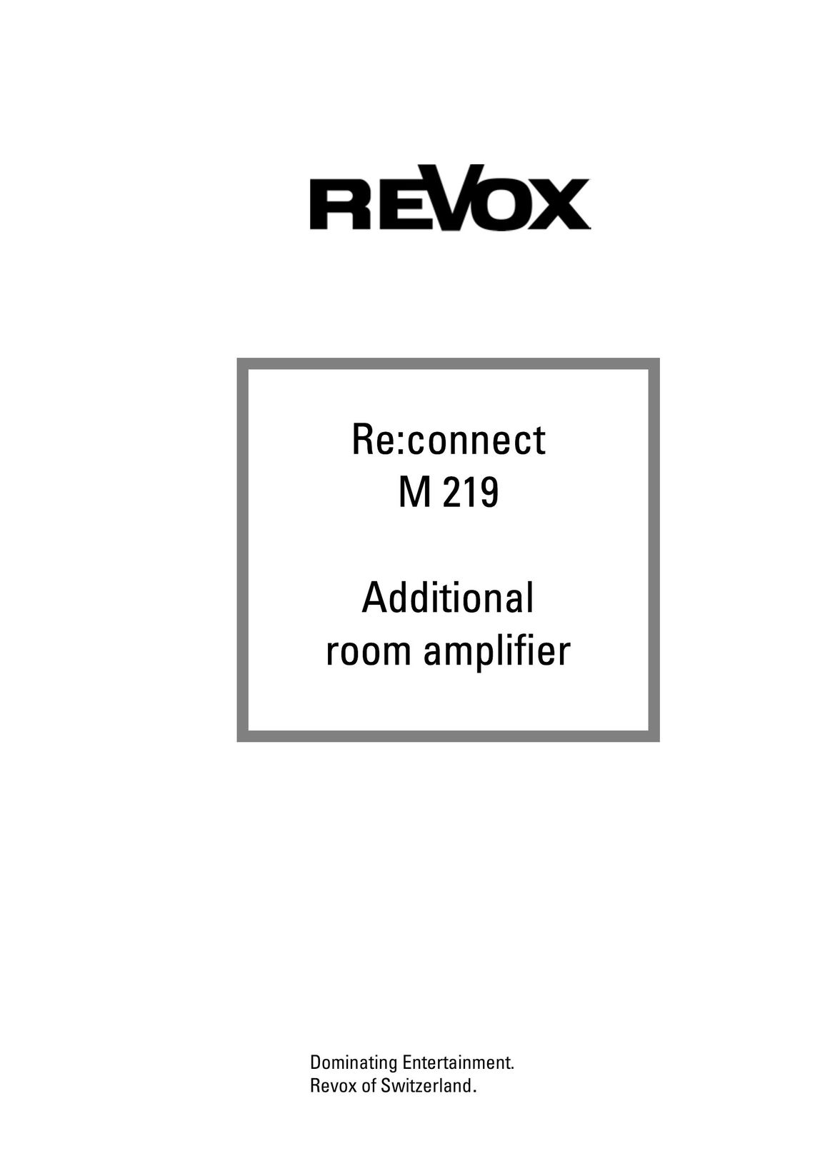 Revox M 219 Stereo Amplifier User Manual