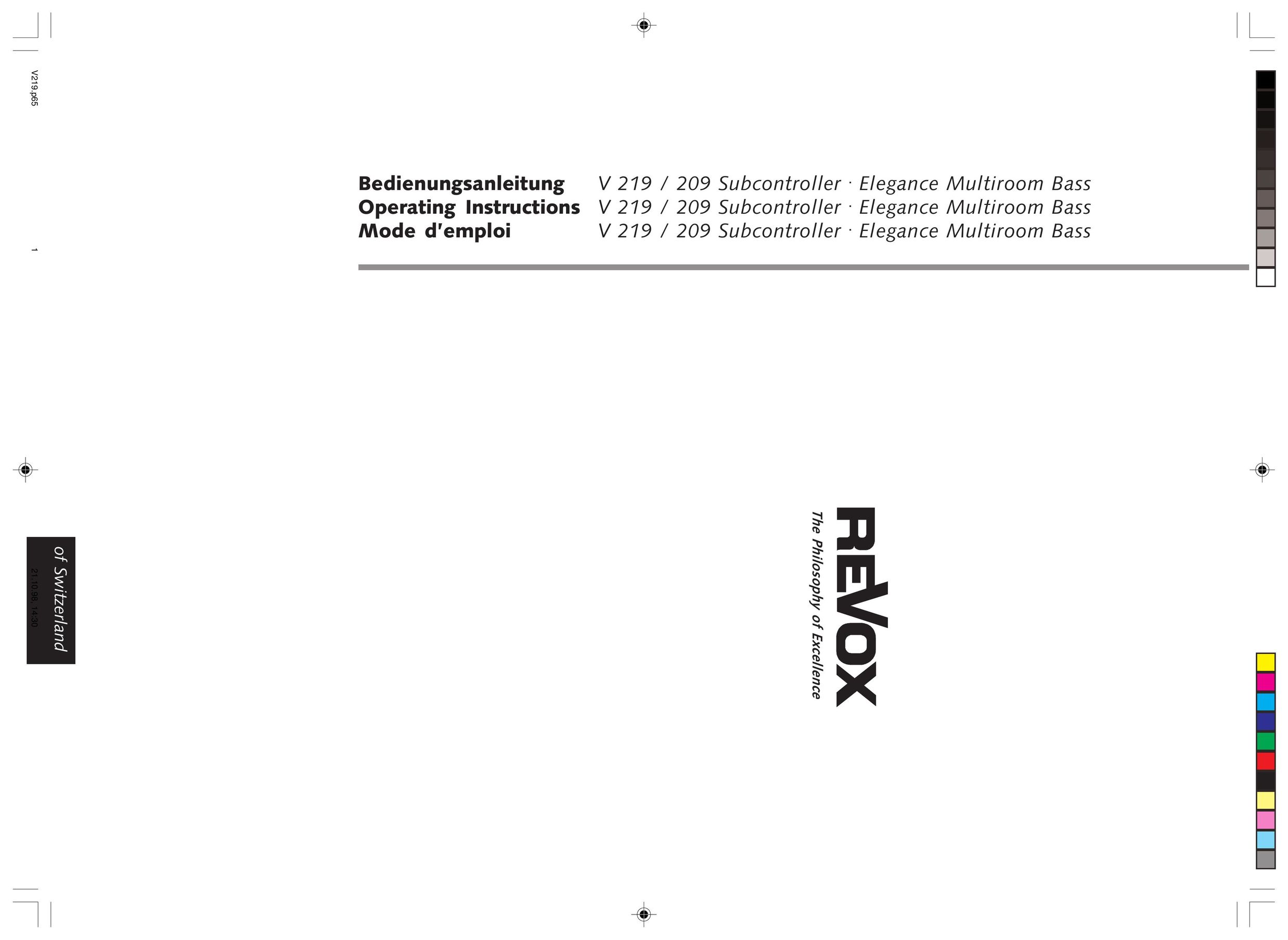 Revox V 219 Stereo Amplifier User Manual