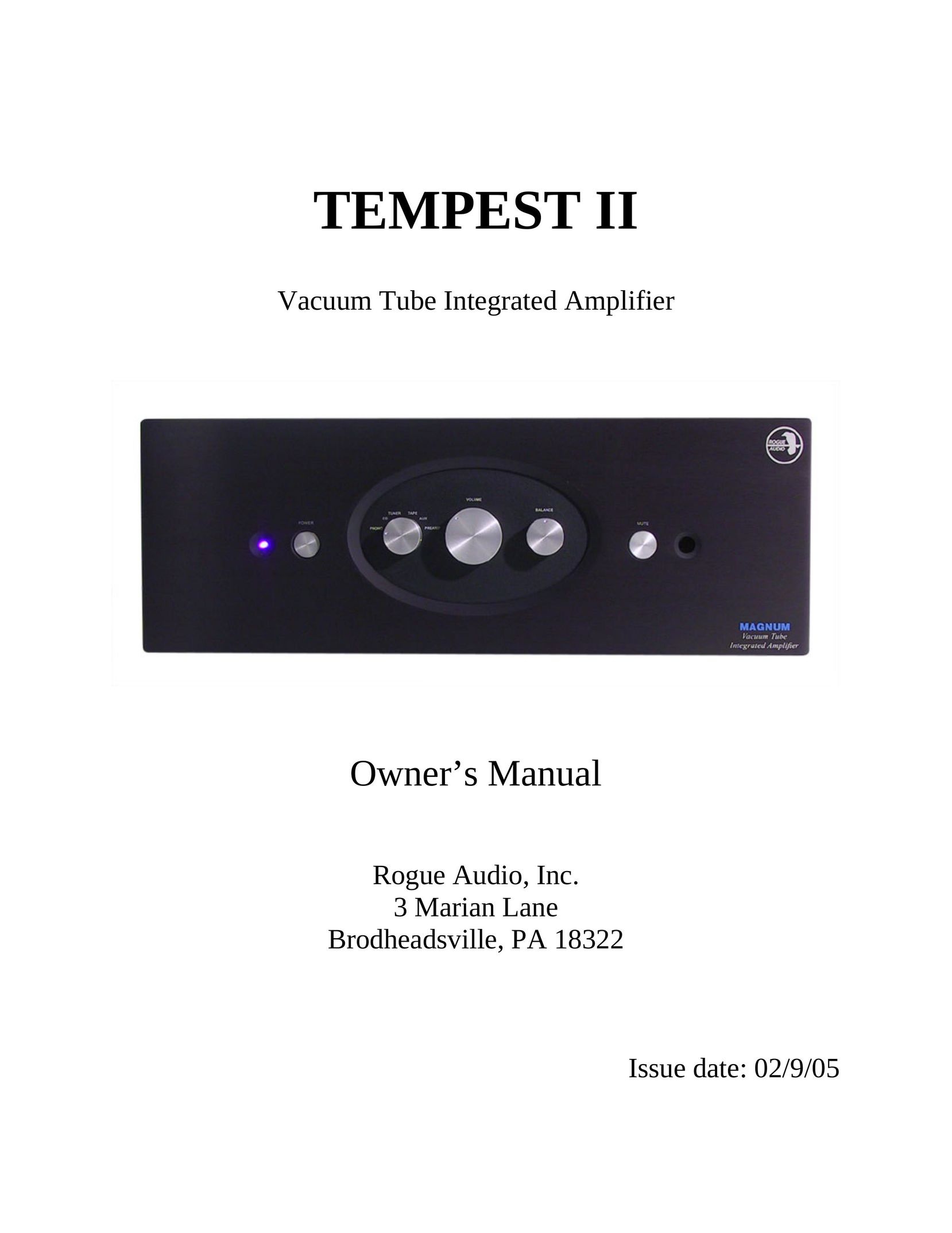 Rogue Audio TEMPEST II Stereo Amplifier User Manual