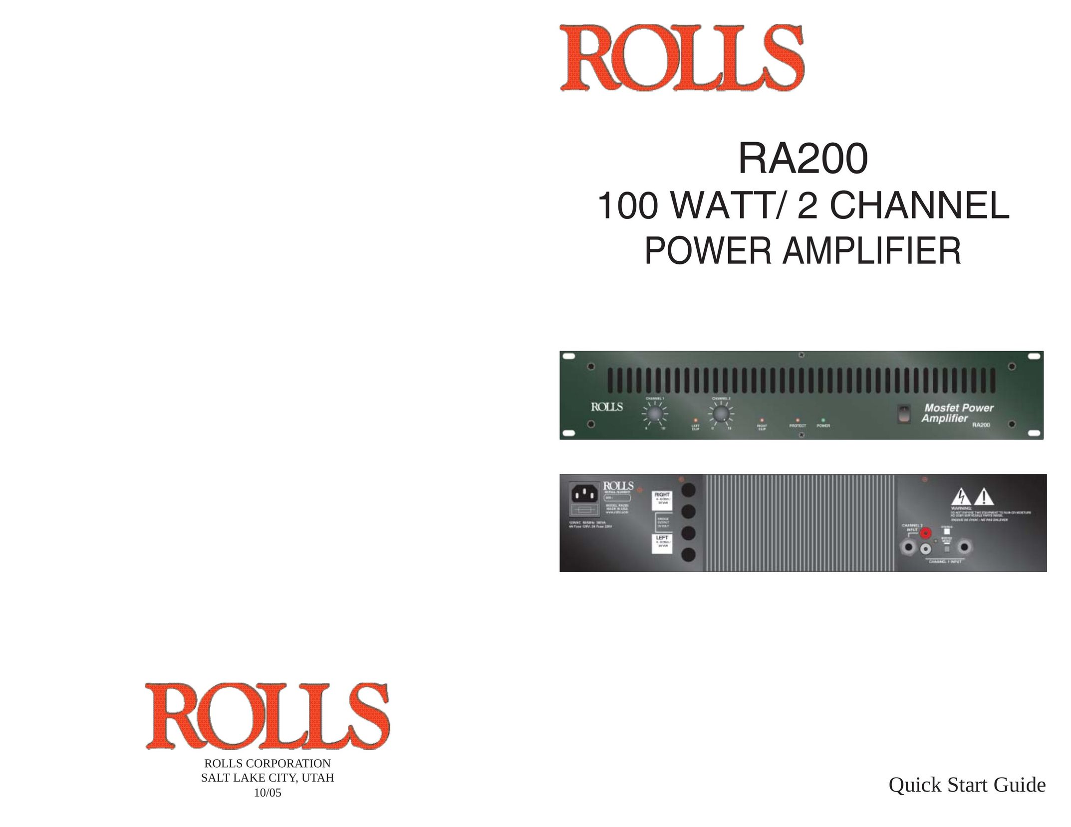 Rolls RA200 Stereo Amplifier User Manual