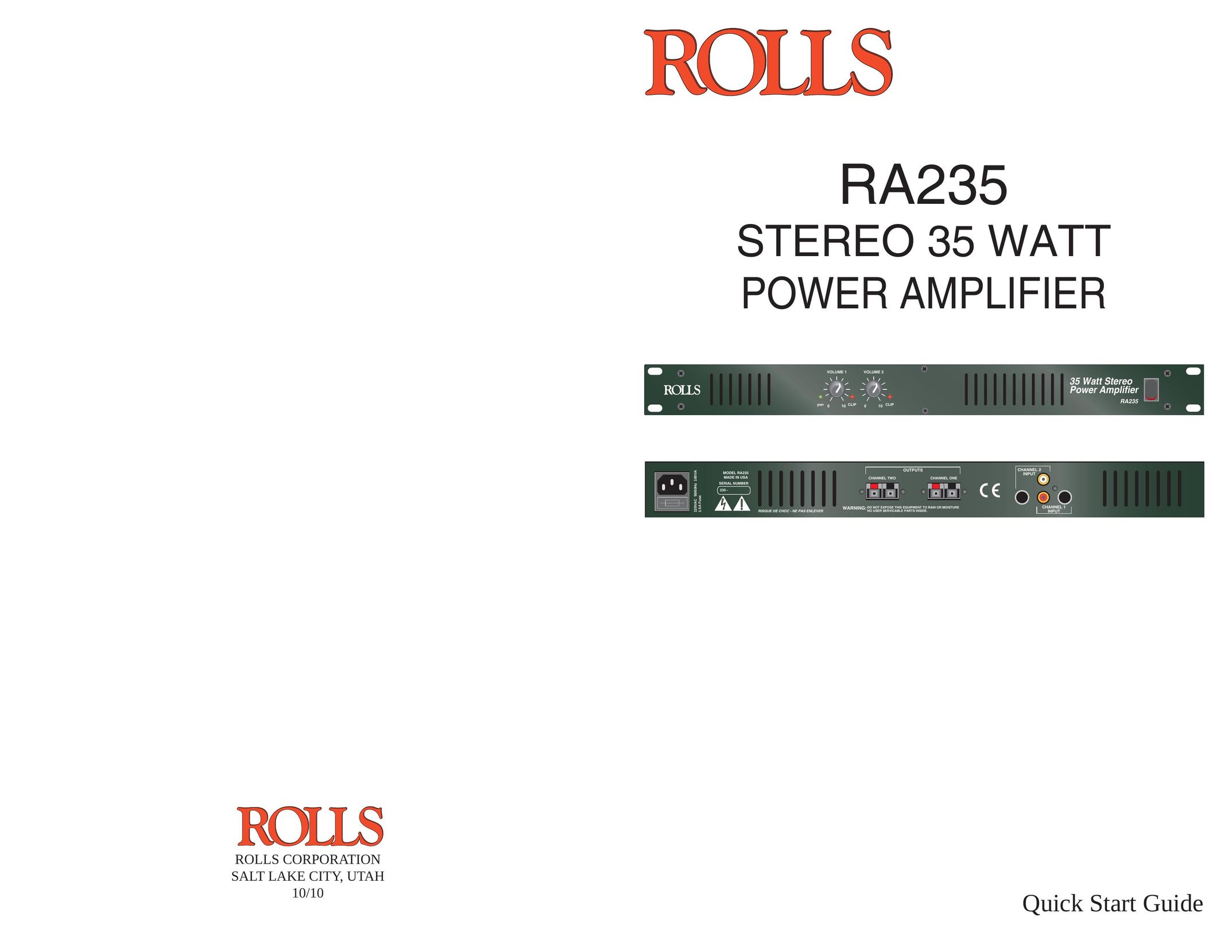 Rolls RA235 Stereo Amplifier User Manual