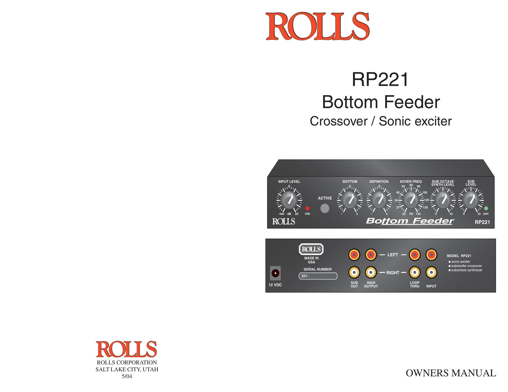 Rolls RP221 Stereo Amplifier User Manual