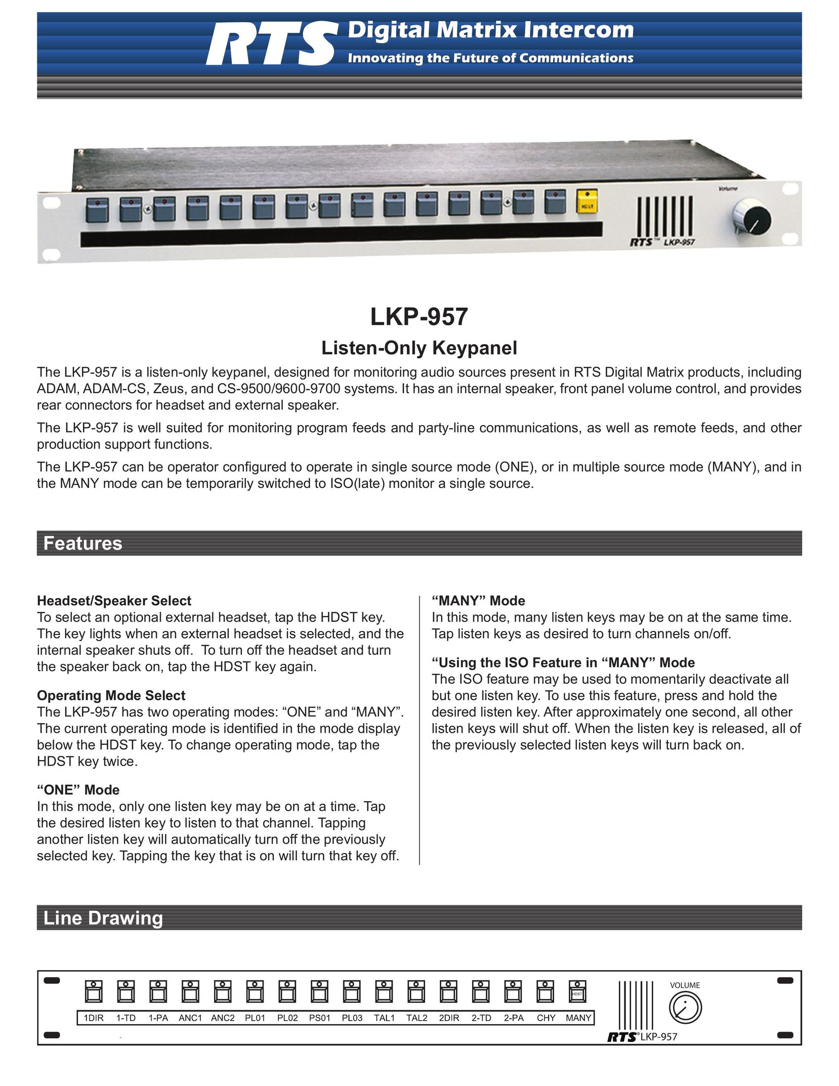 RTS LKP-957 Stereo Amplifier User Manual
