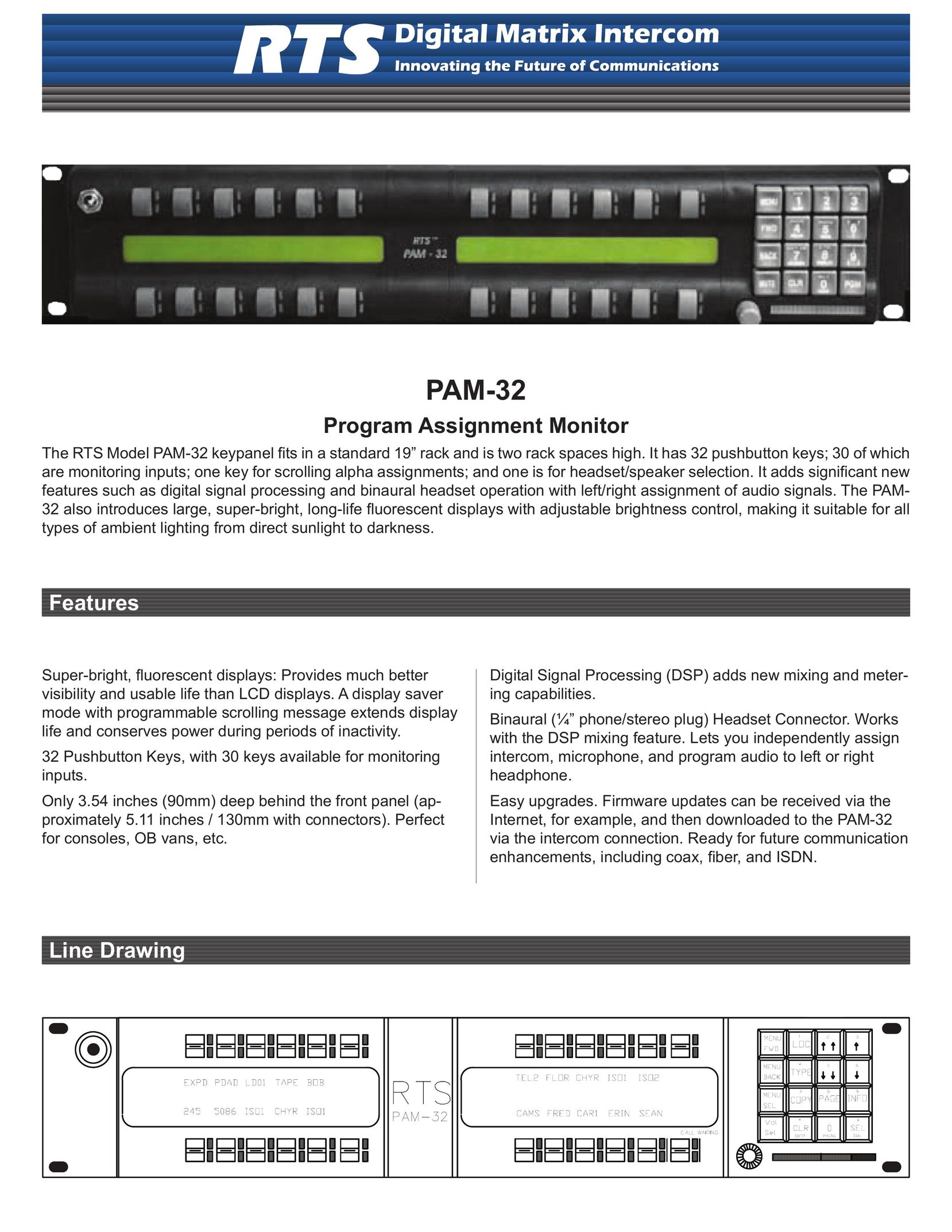 RTS PAM-32 Stereo Amplifier User Manual
