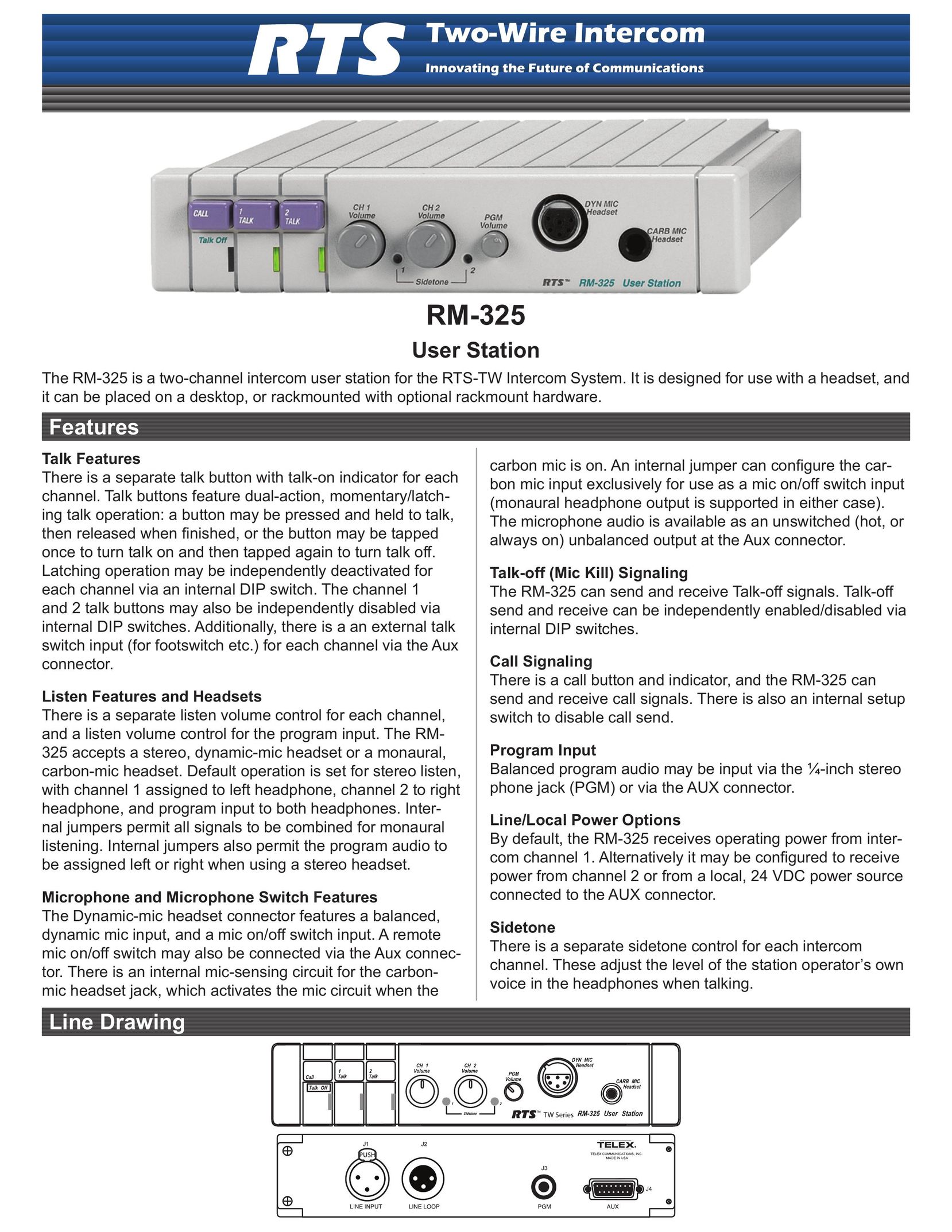 RTS RM-325 Stereo Amplifier User Manual