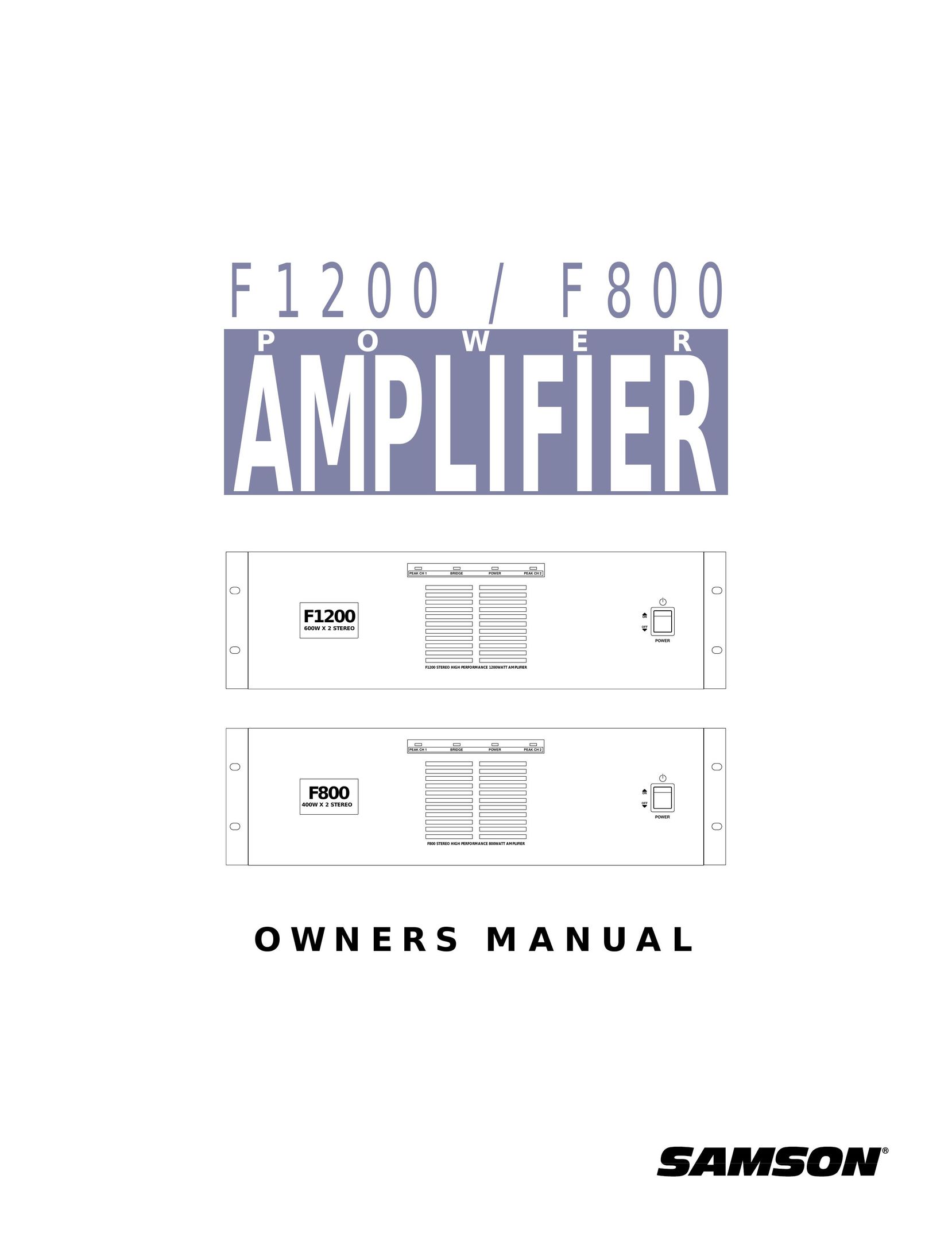 Samson F800 Stereo Amplifier User Manual