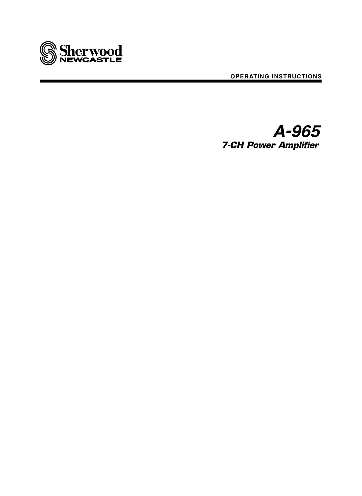 Sherwood A-965 Stereo Amplifier User Manual