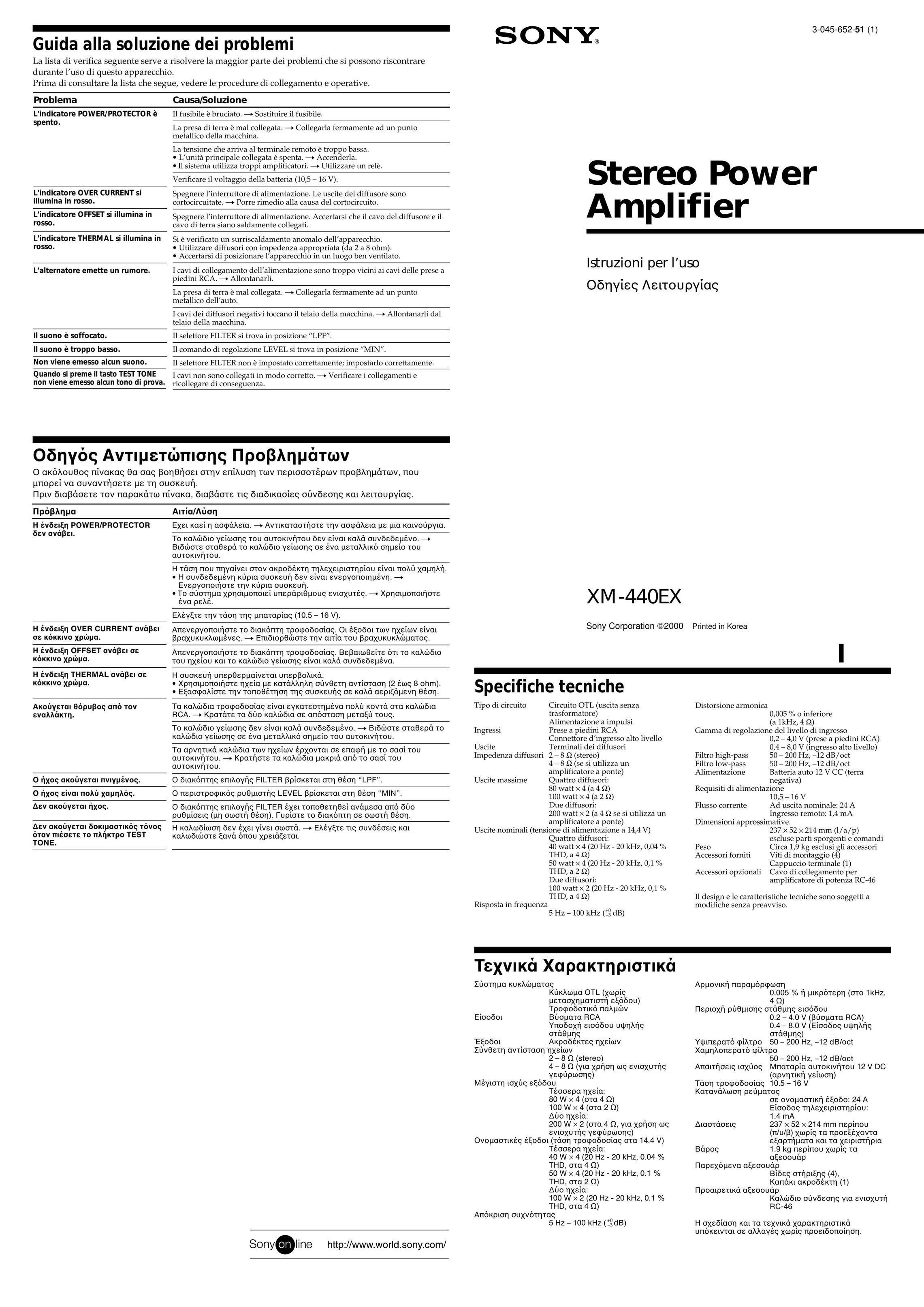 Sony 645-057/090 Stereo Amplifier User Manual