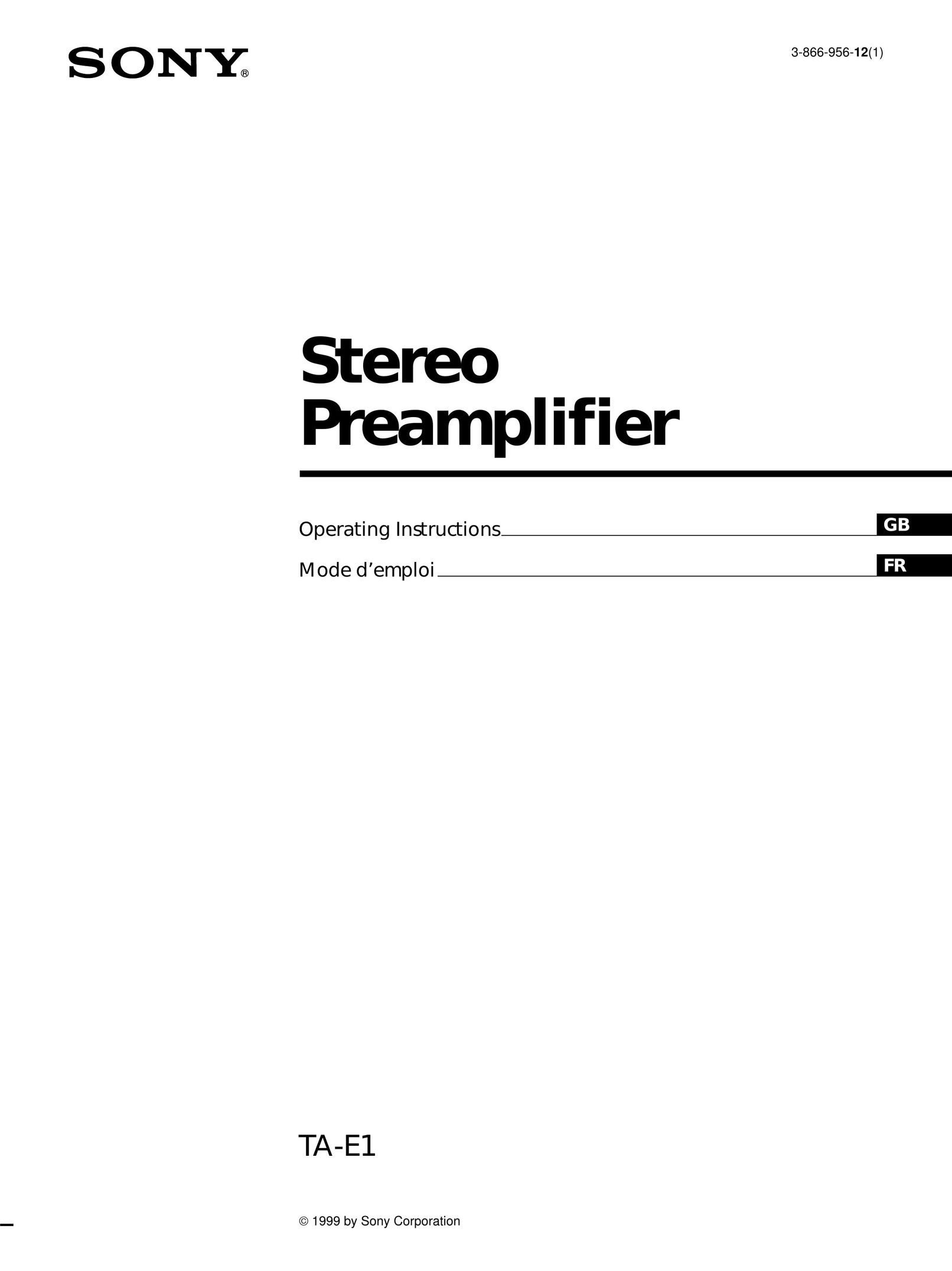 Sony TA-E1 Stereo Amplifier User Manual