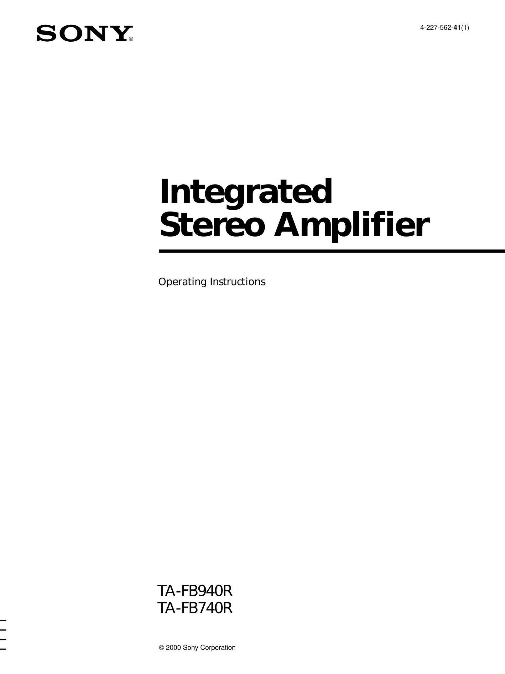 Sony TA-FB940R Stereo Amplifier User Manual