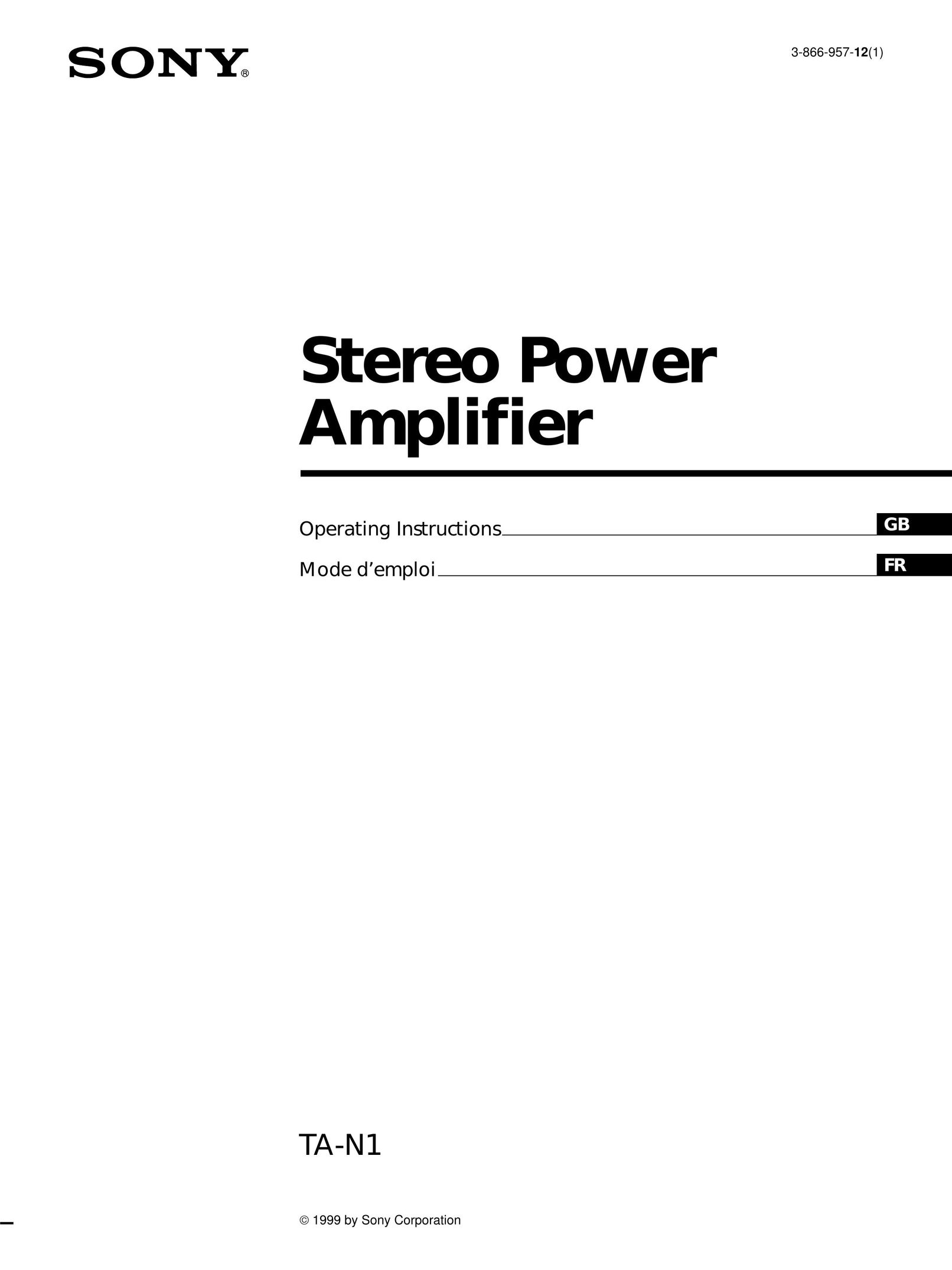 Sony TA-N1 Stereo Amplifier User Manual
