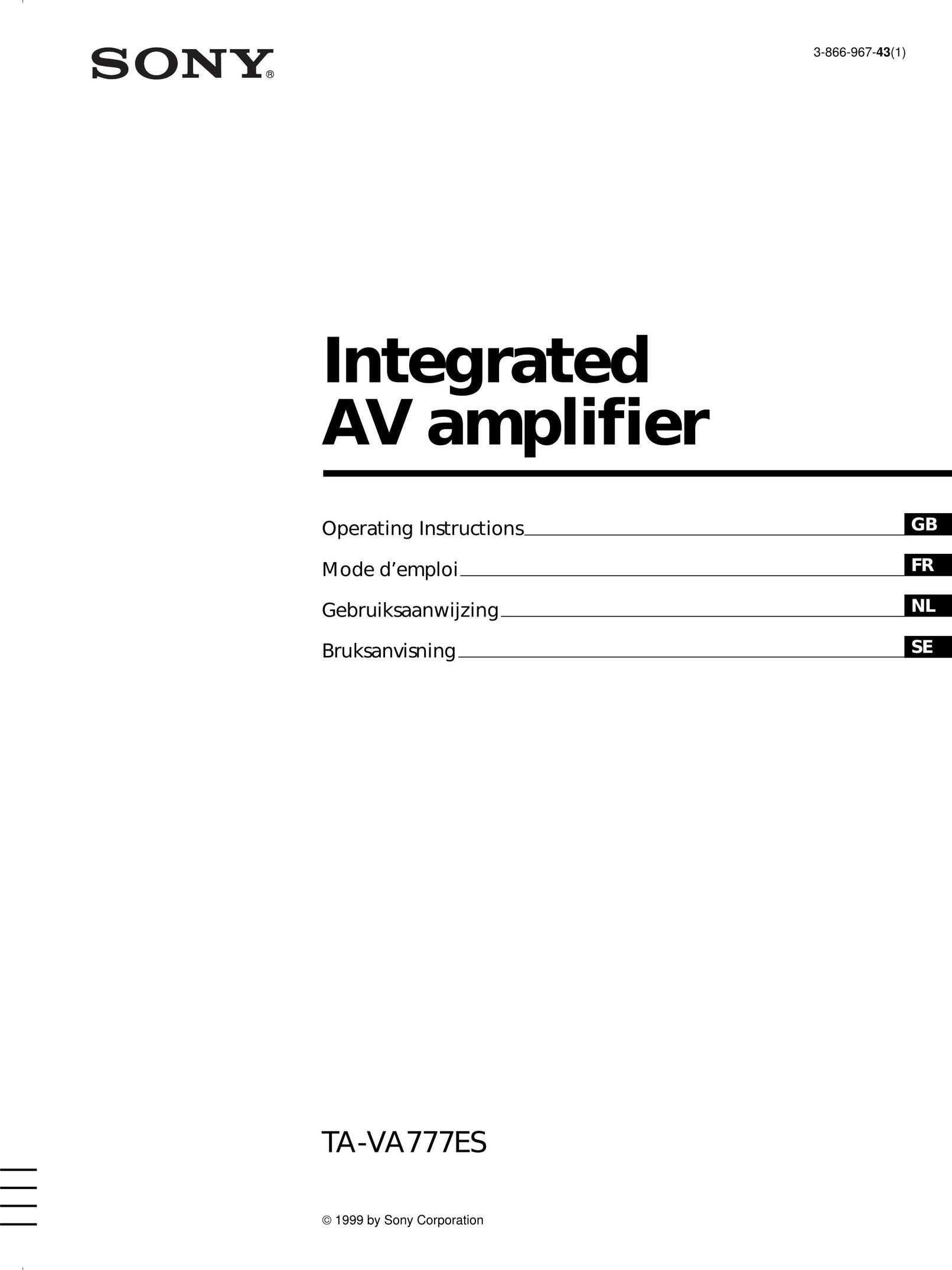 Sony TA-VA777ES Stereo Amplifier User Manual