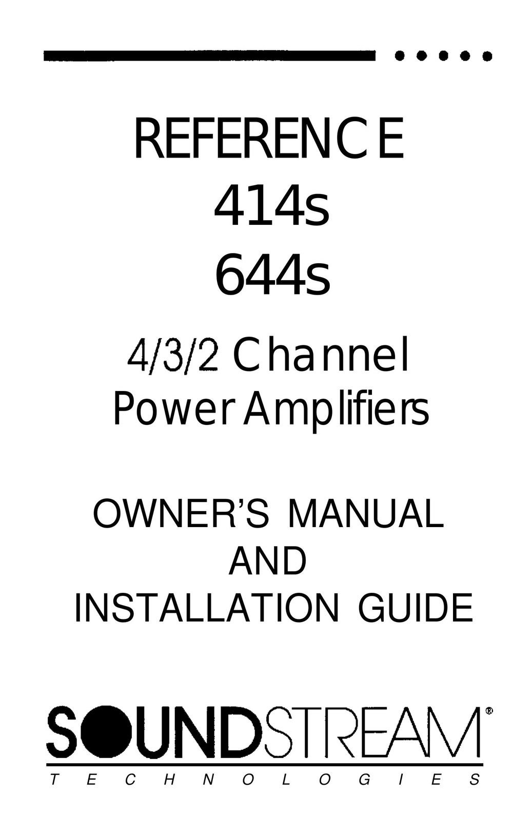 Soundstream Technologies 644s Stereo Amplifier User Manual