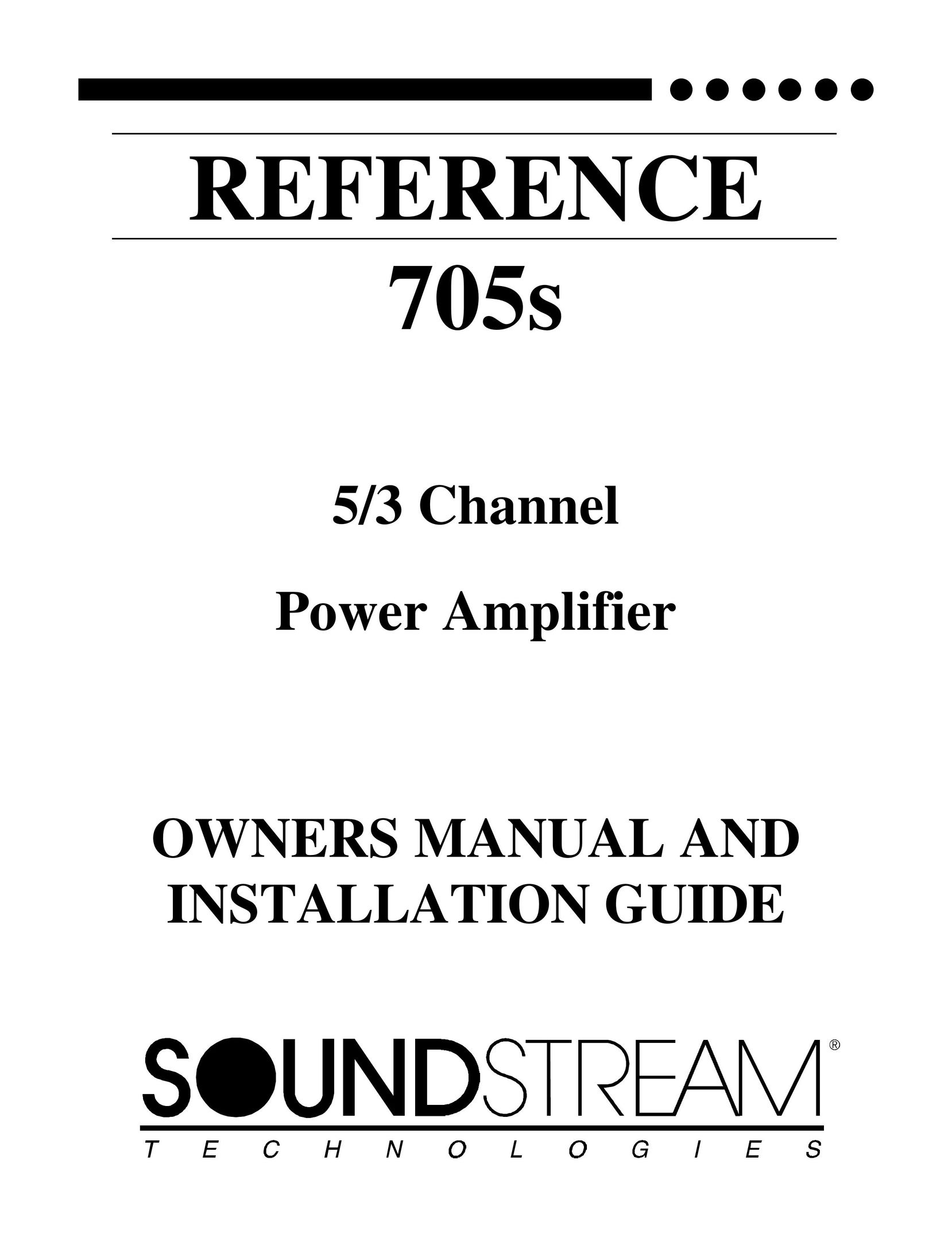 Soundstream Technologies 705s Stereo Amplifier User Manual