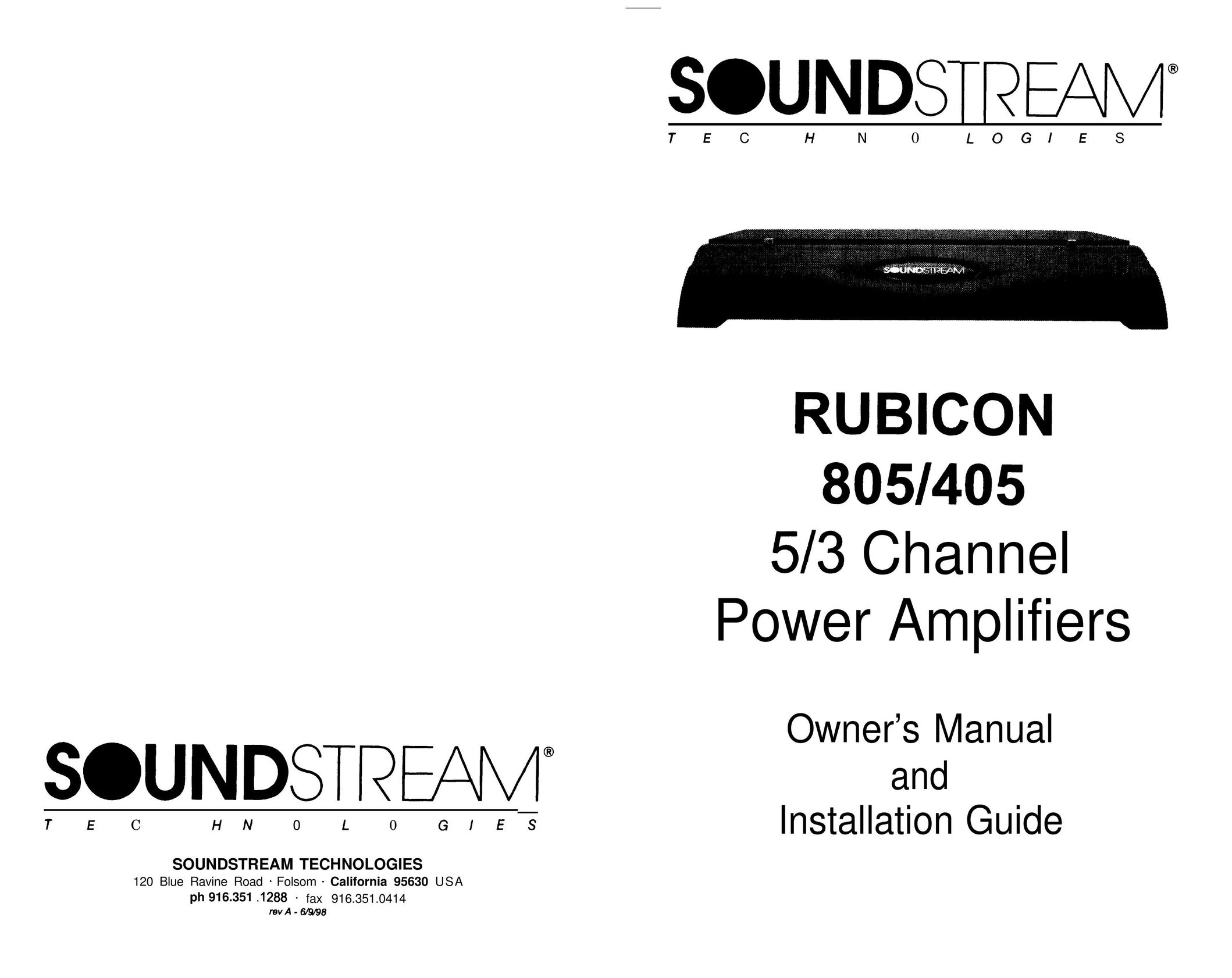 Soundstream Technologies 805 Stereo Amplifier User Manual