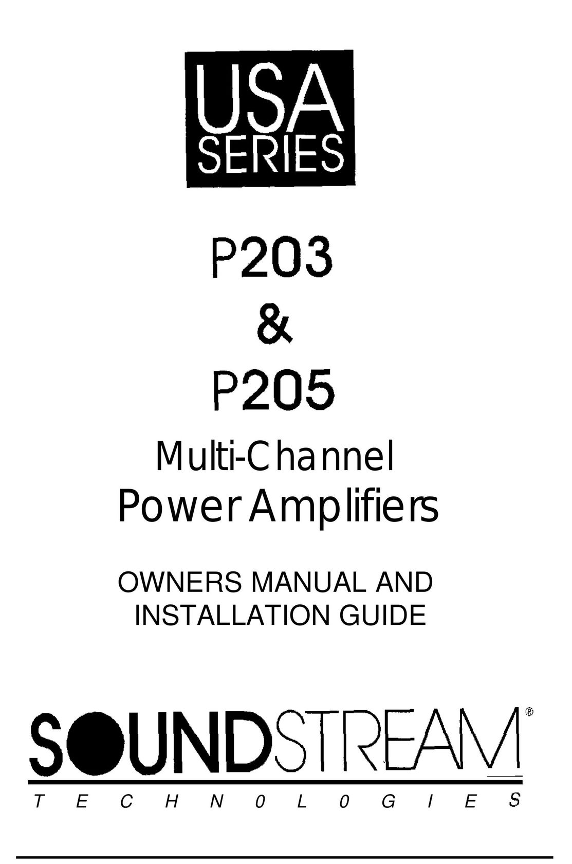 Soundstream Technologies P203 Stereo Amplifier User Manual