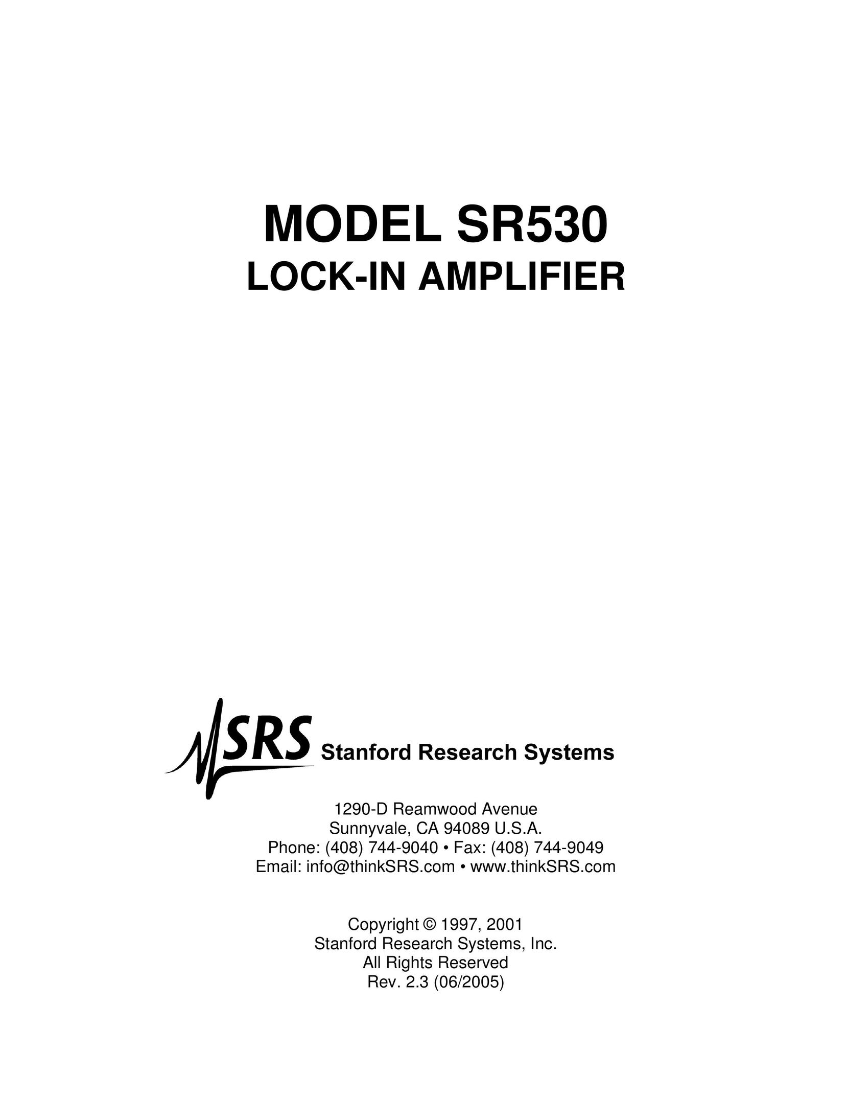 SRS Labs Lock-In Amplifier Stereo Amplifier User Manual