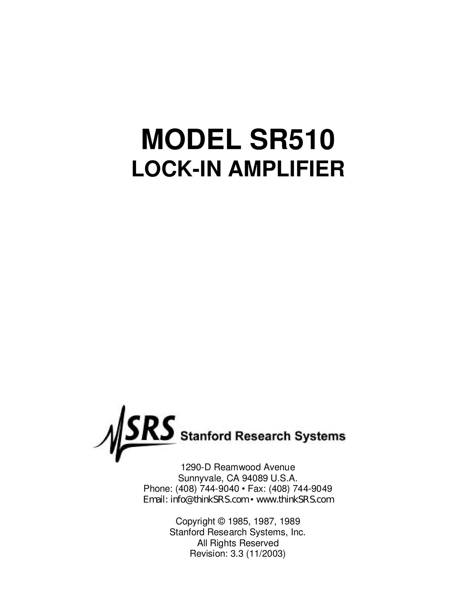 SRS Labs SR510 Stereo Amplifier User Manual