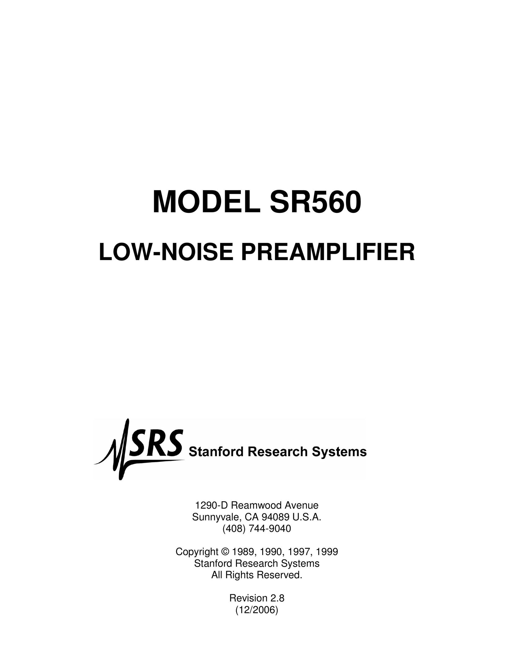 SRS Labs SR560 Stereo Amplifier User Manual