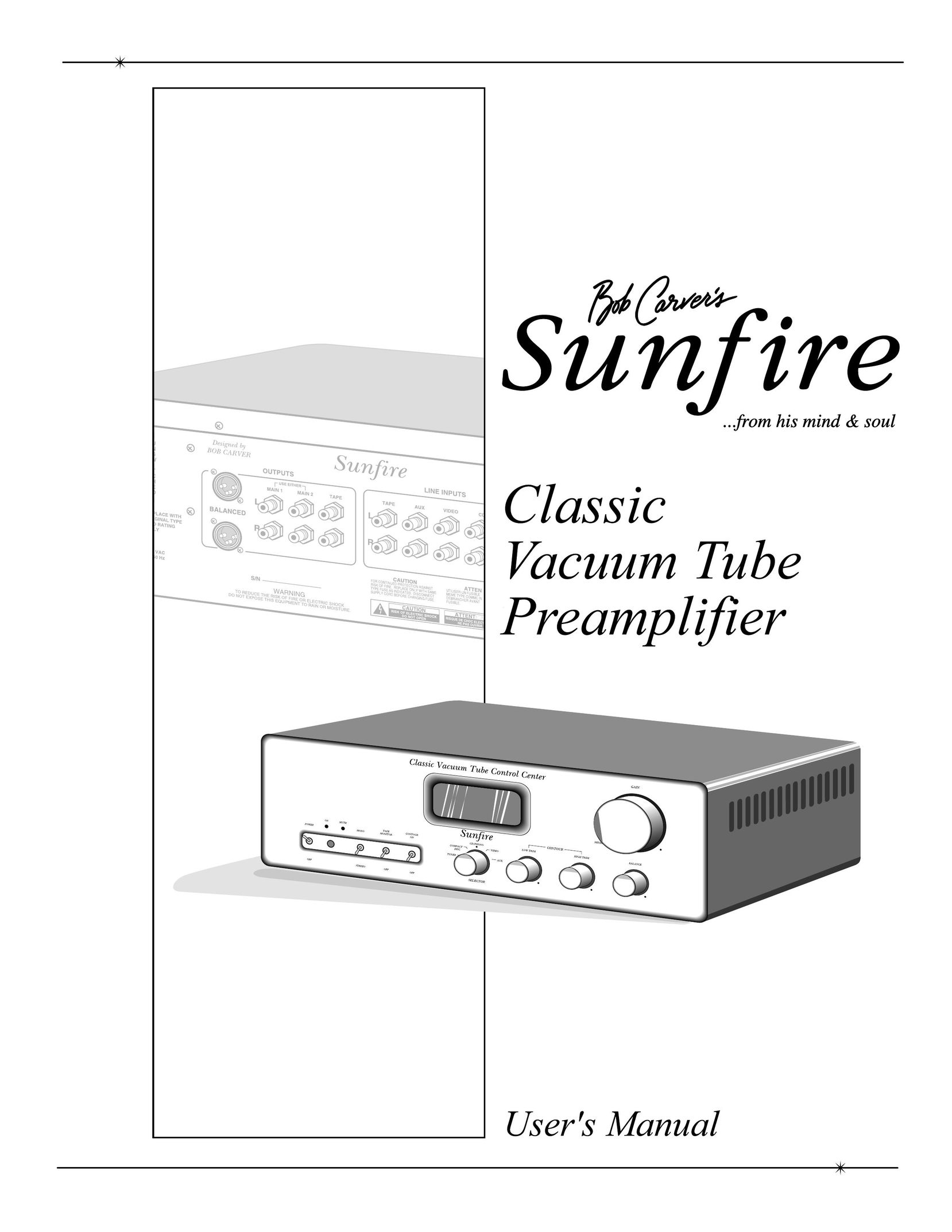 Sunfire Classic Vacuum Tube Preamplifier Stereo Amplifier User Manual