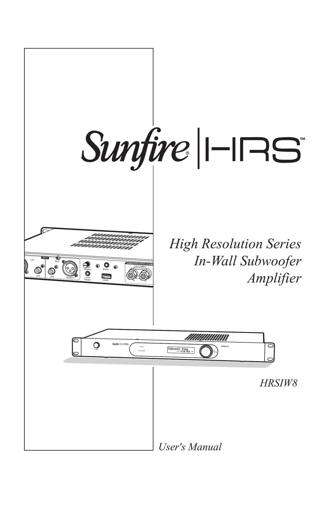 Sunfire HRSIW8 Stereo Amplifier User Manual