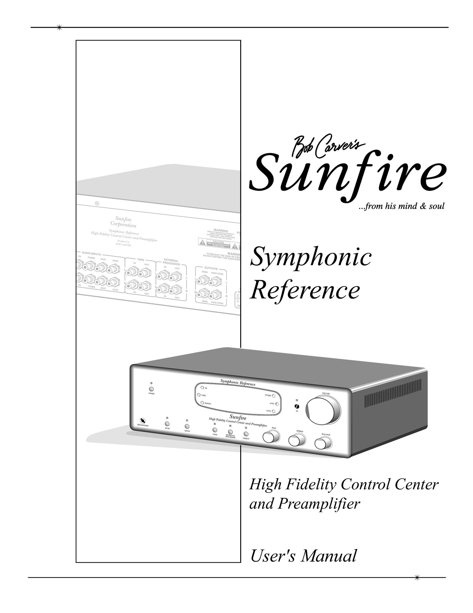 Sunfire Symphonic Reference High Fidelity Control Center and Preamplifier Stereo Amplifier User Manual