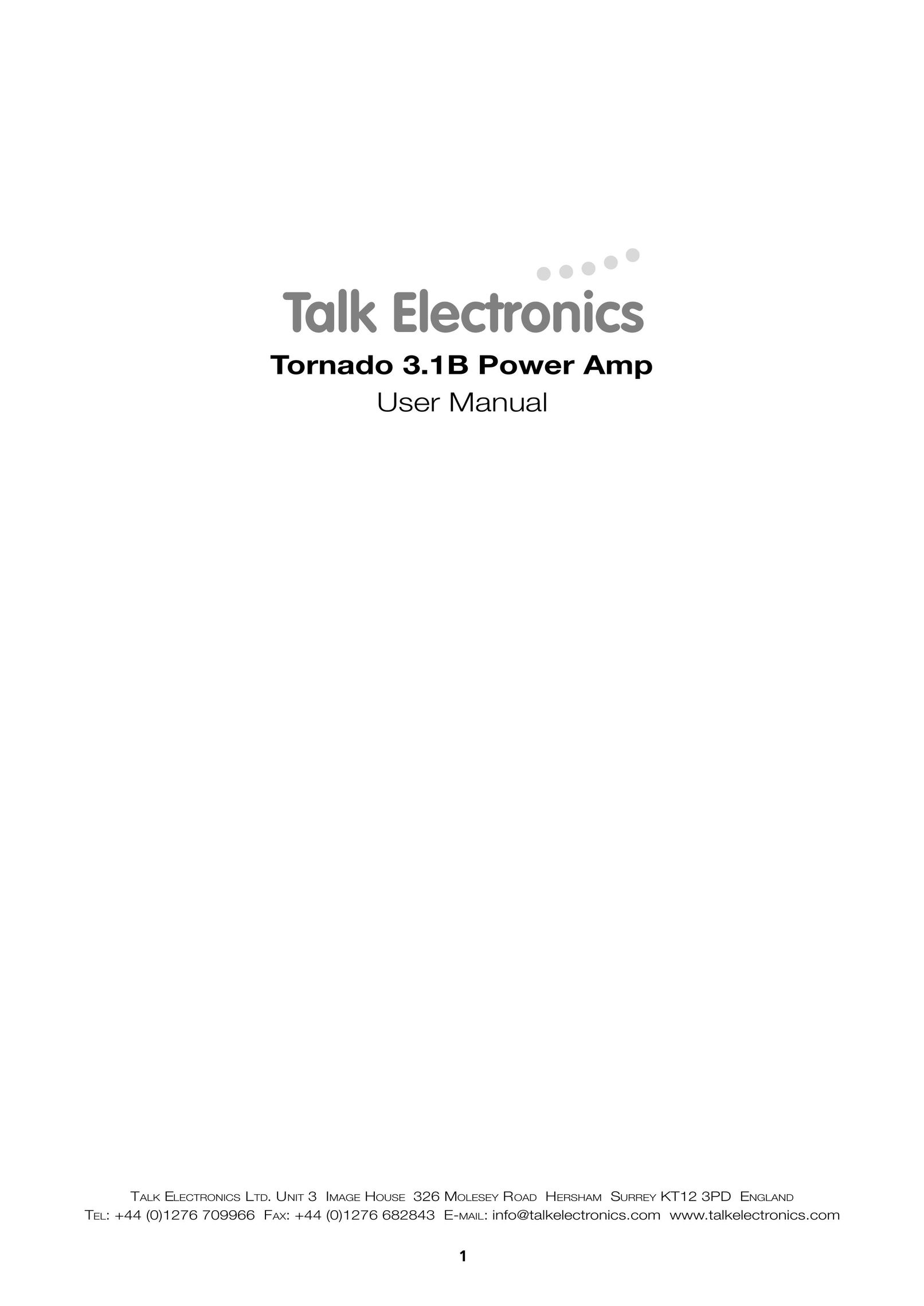 Talk electronic Tornado 3.1B Power Amplifier Stereo Amplifier User Manual