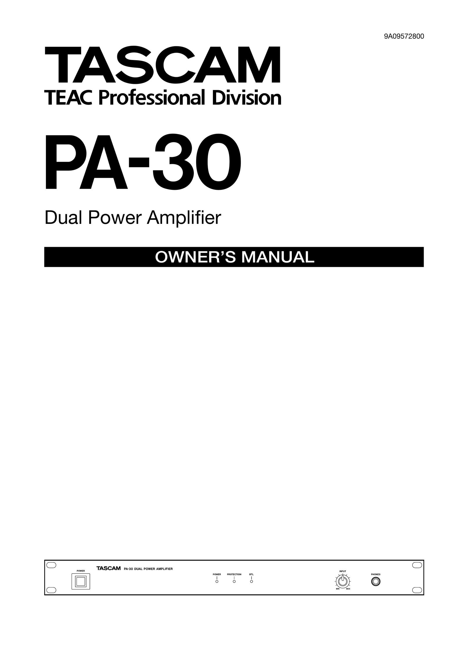 Tascam PA-30 Stereo Amplifier User Manual