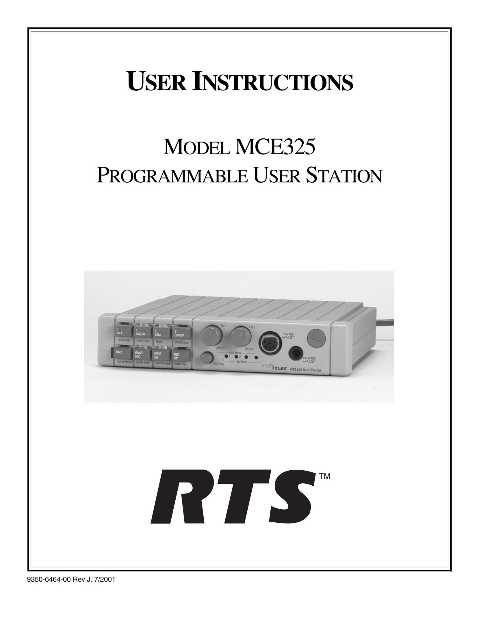 Telex MCE325 Stereo Amplifier User Manual