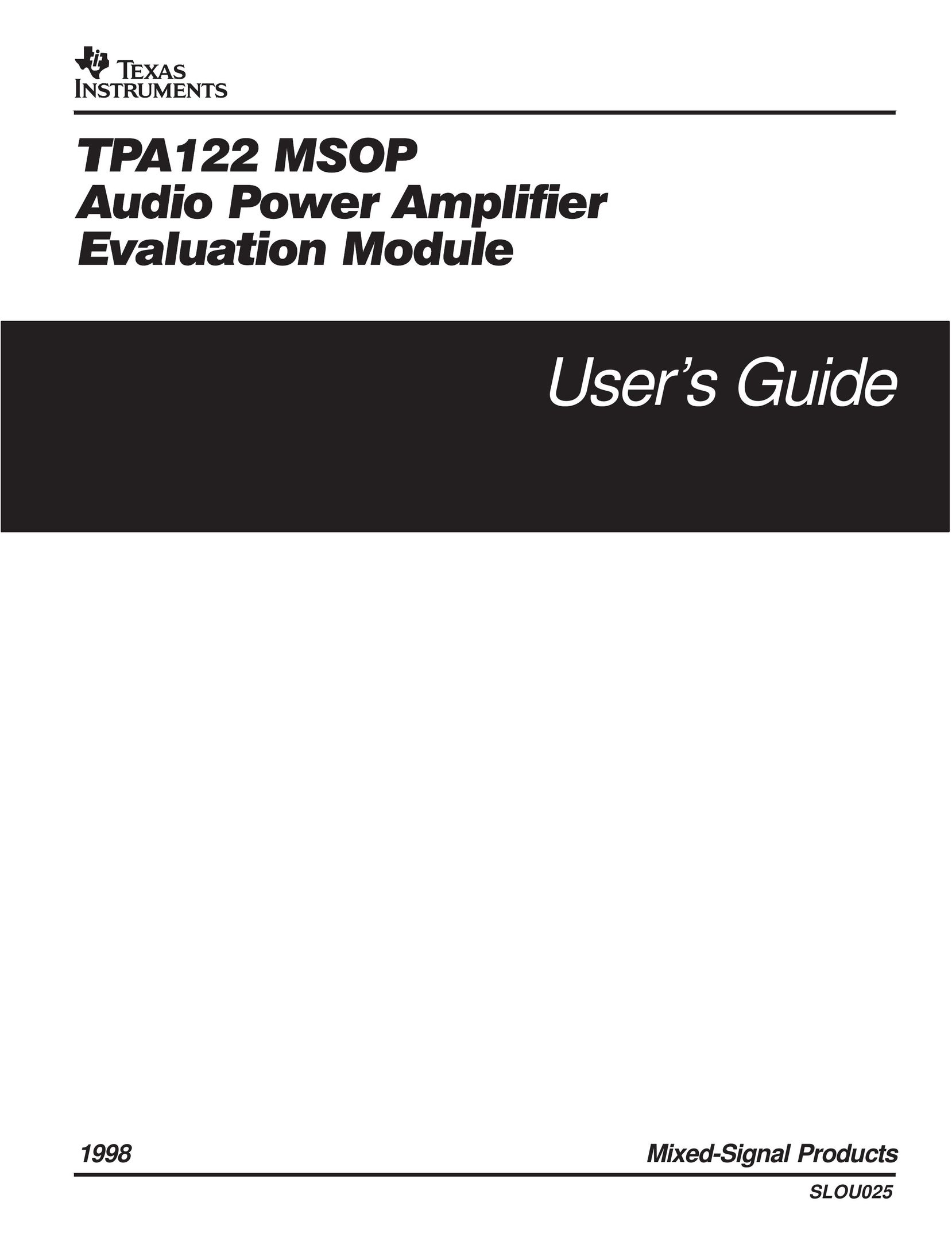 Texas Instruments SLOU025 Stereo Amplifier User Manual