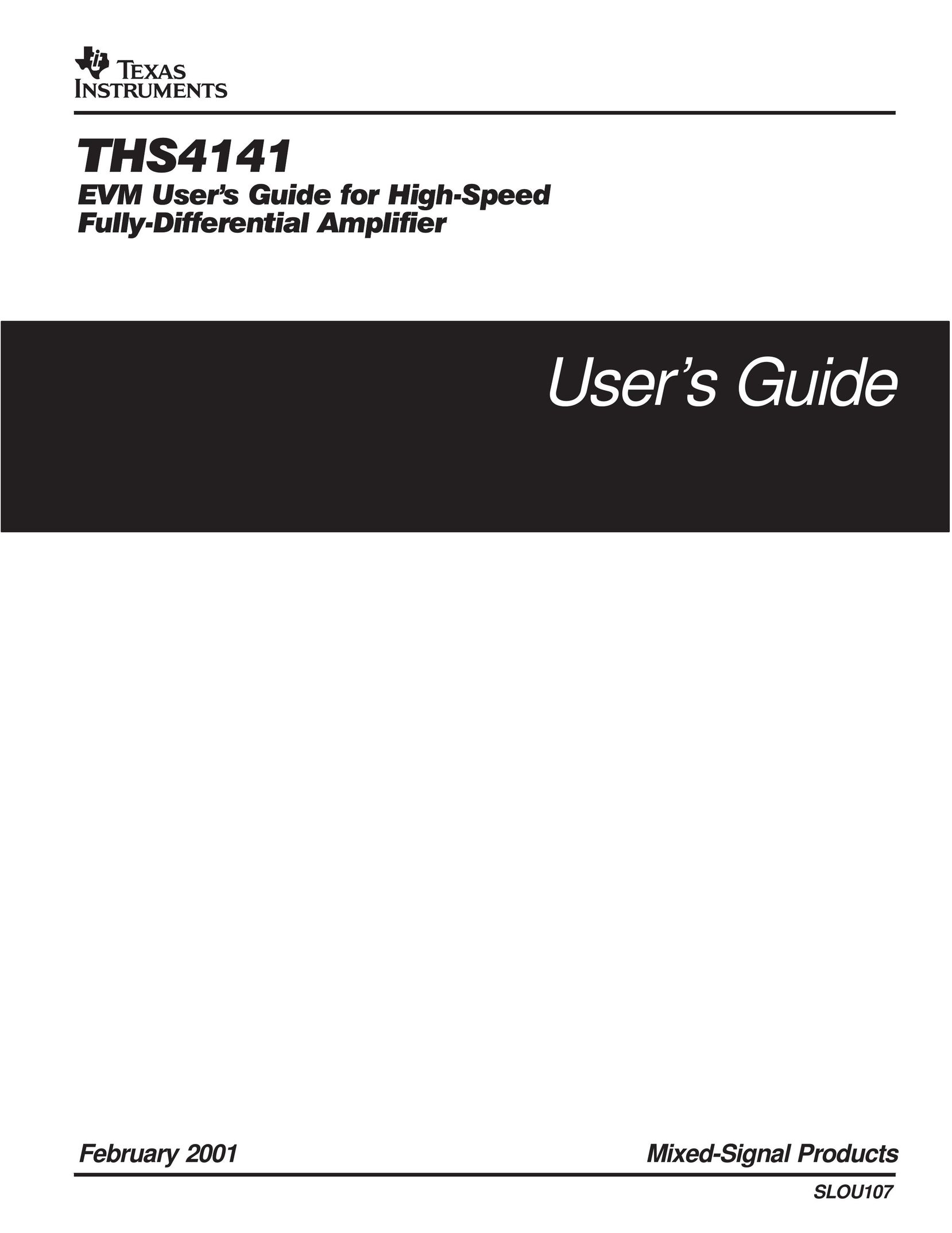 Texas Instruments THS4141 Stereo Amplifier User Manual