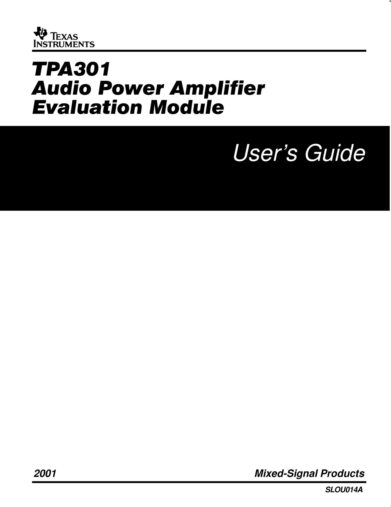 Texas Instruments TPA301 Stereo Amplifier User Manual