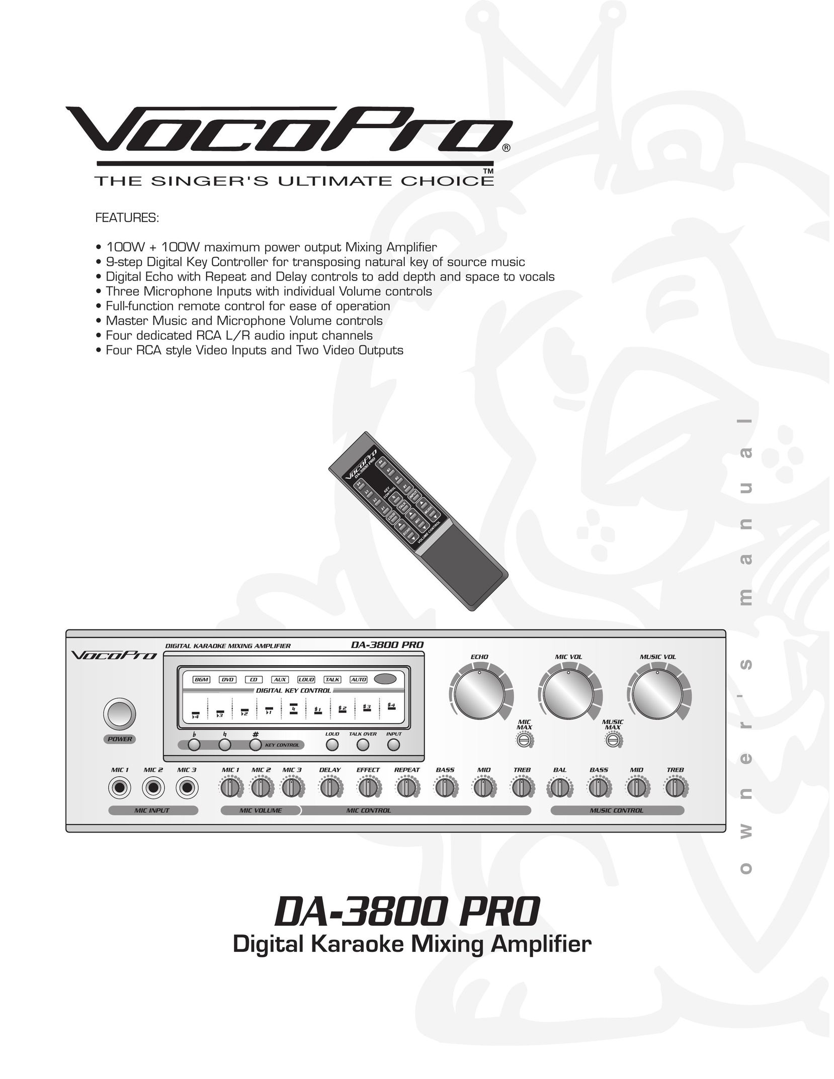 VocoPro DA-3800 PRO Stereo Amplifier User Manual