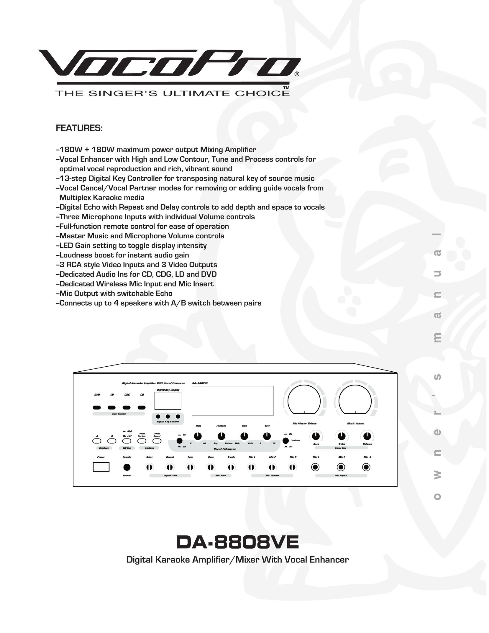 VocoPro DA-8808VE Stereo Amplifier User Manual