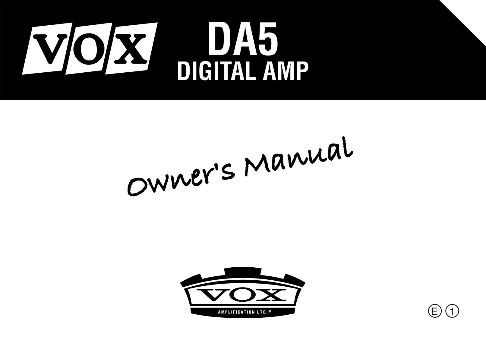 Vox DA5 Stereo Amplifier User Manual