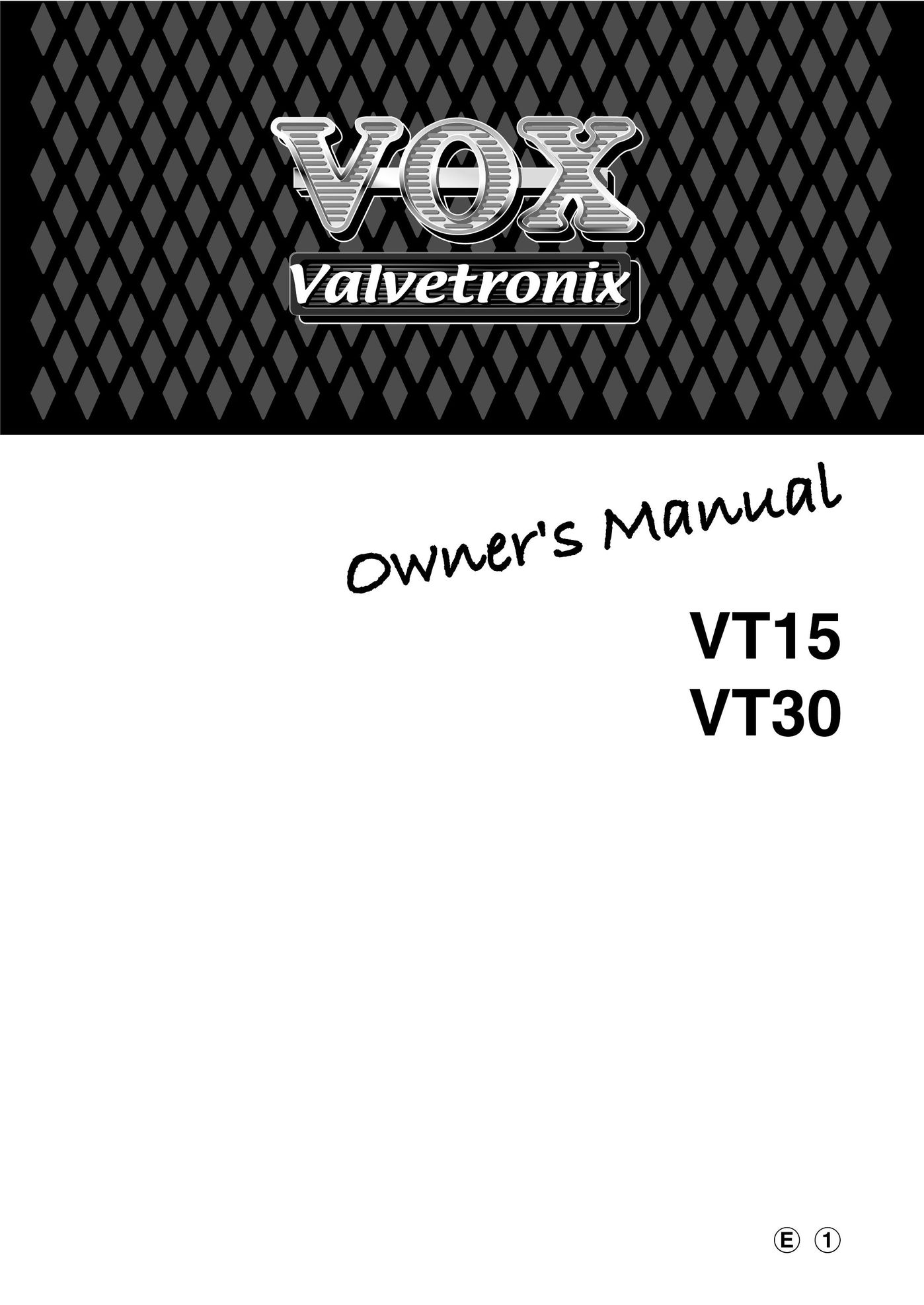 Vox VT15 Stereo Amplifier User Manual