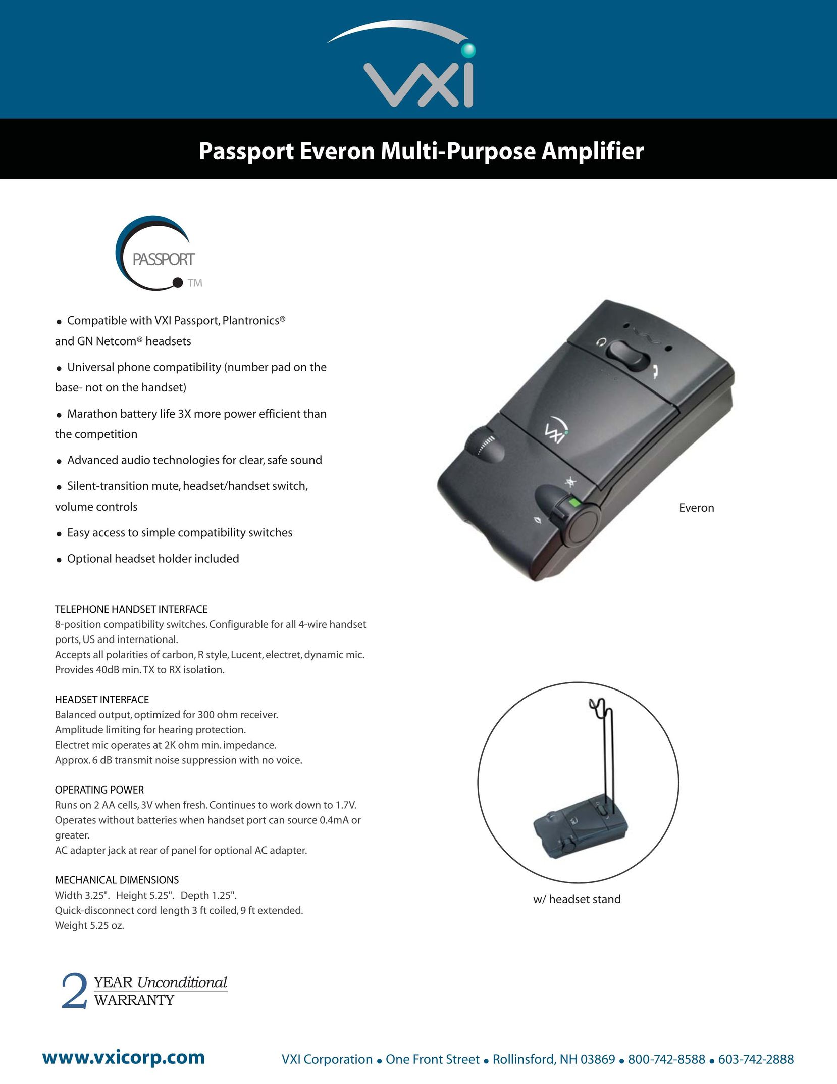 VXI Multi-Purpose Amplifier Stereo Amplifier User Manual