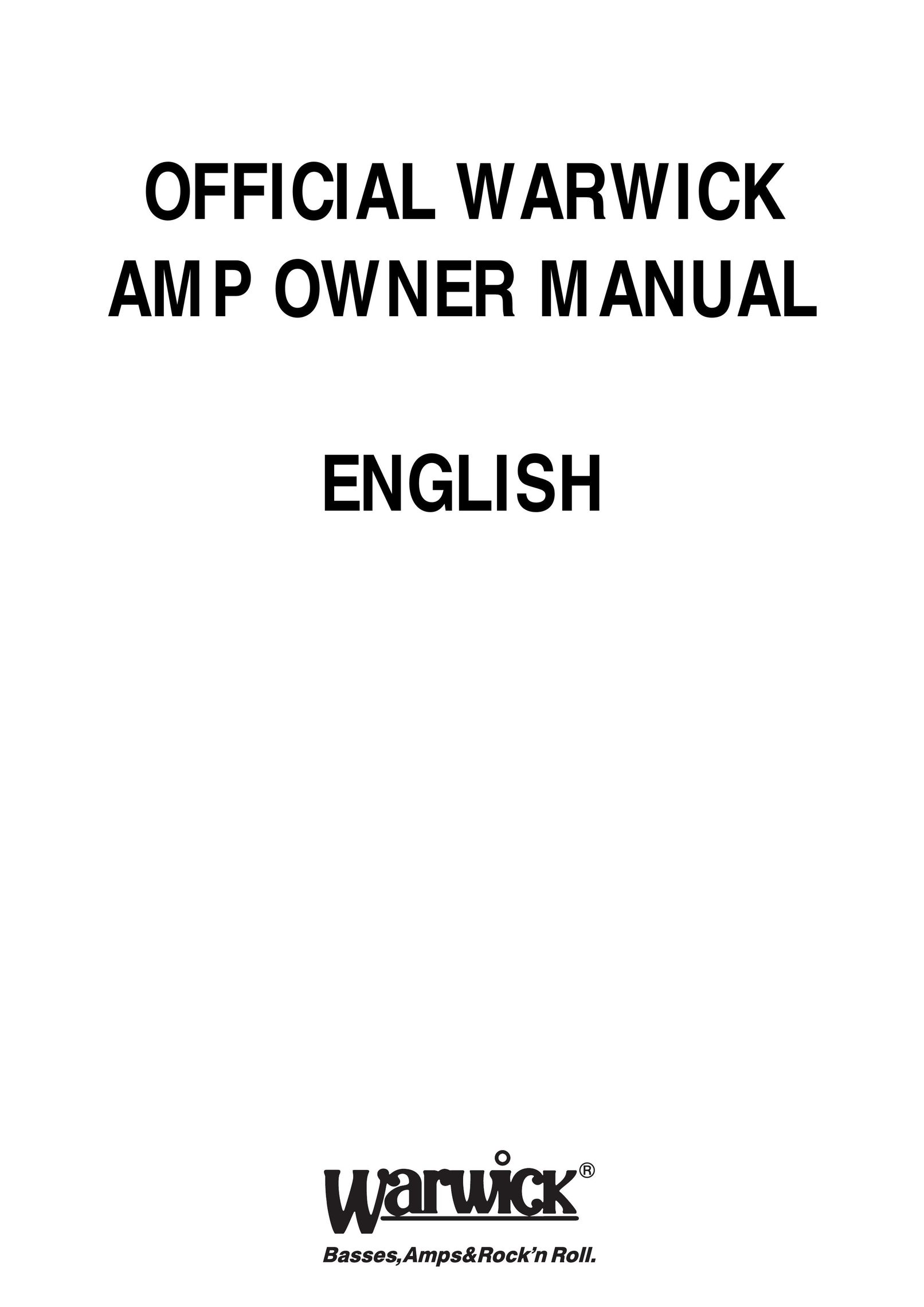 Warwick AMPs Stereo Amplifier User Manual