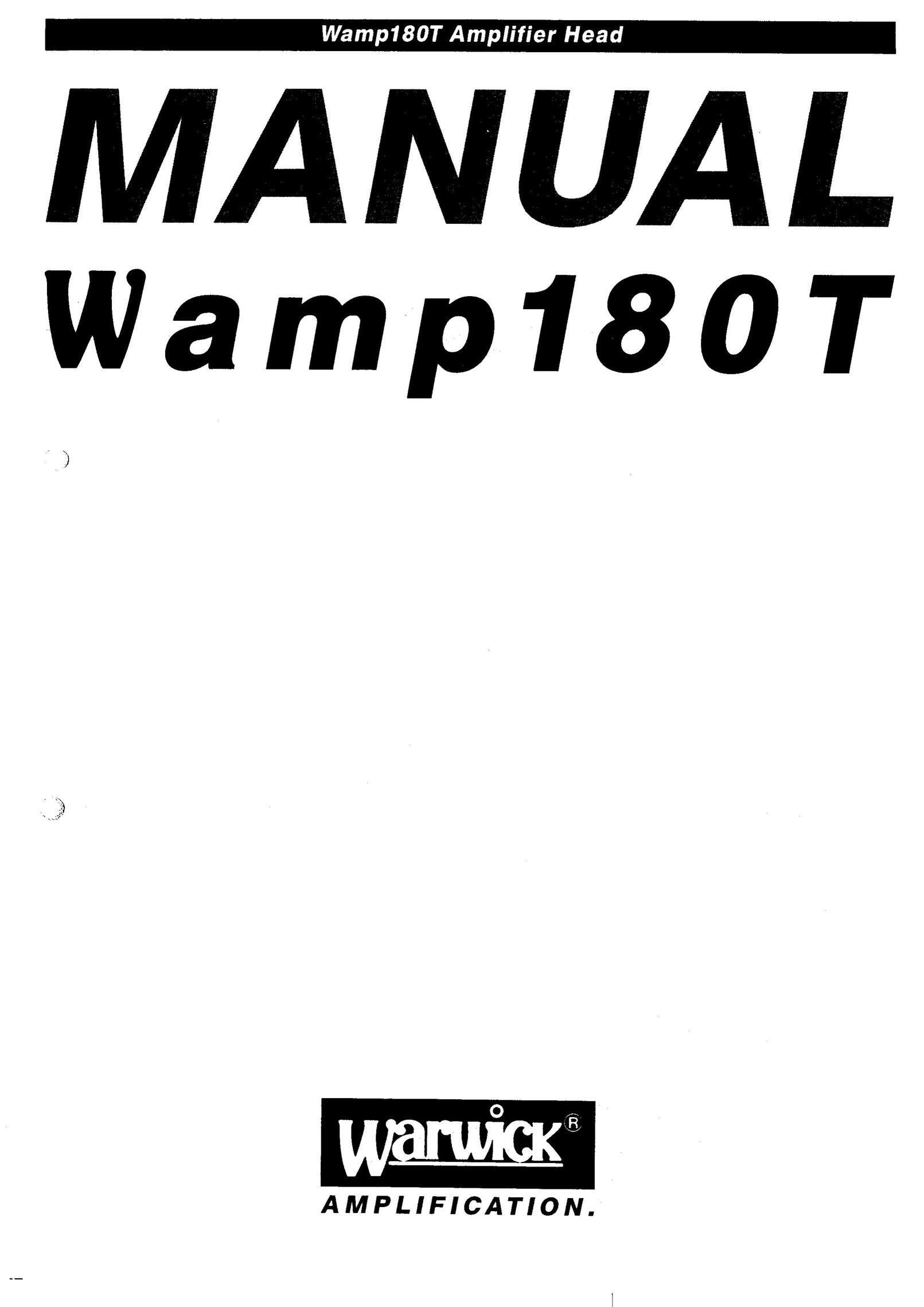 Warwick Wamp 180T Stereo Amplifier User Manual