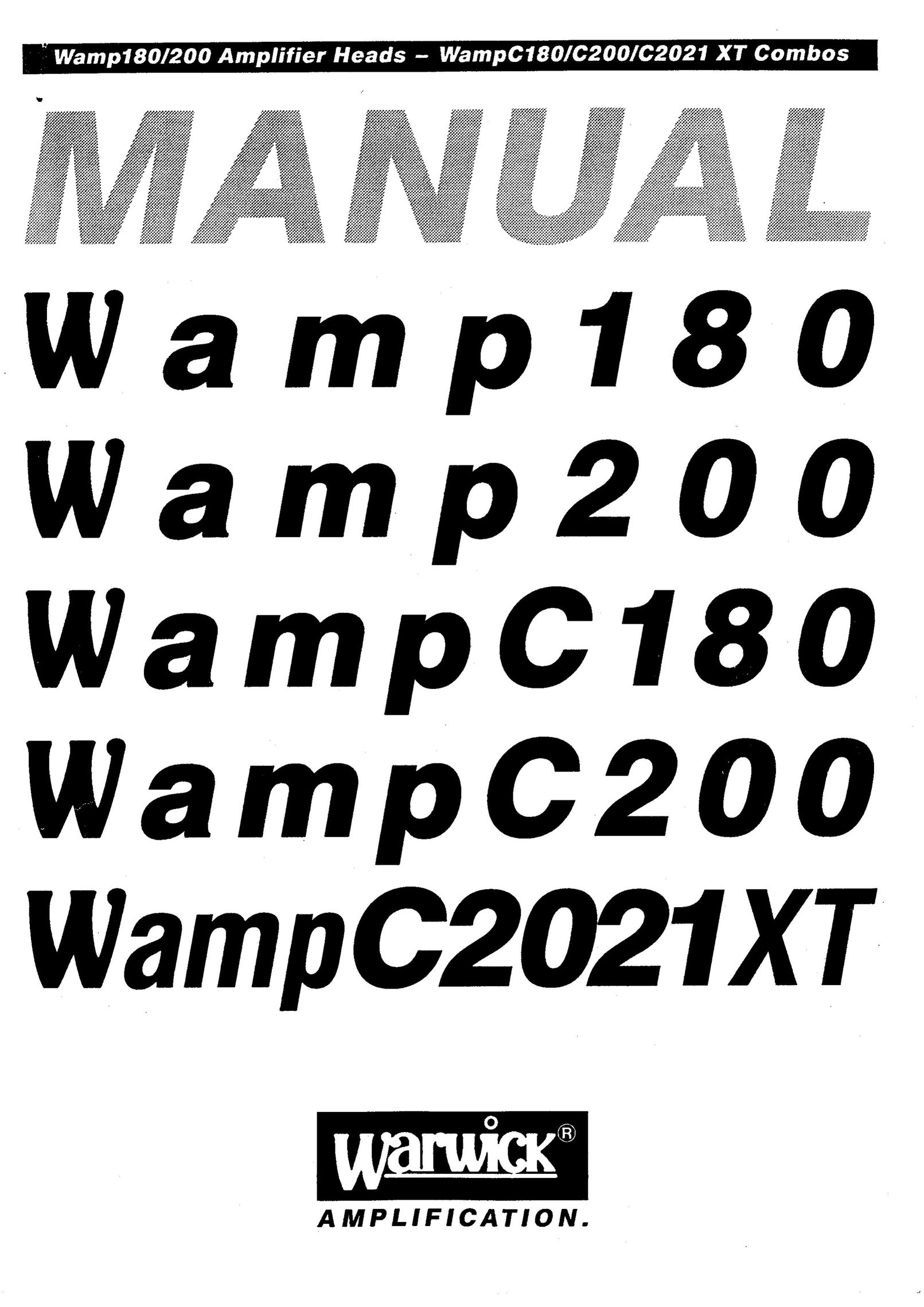 Warwick Wamp C180 Stereo Amplifier User Manual