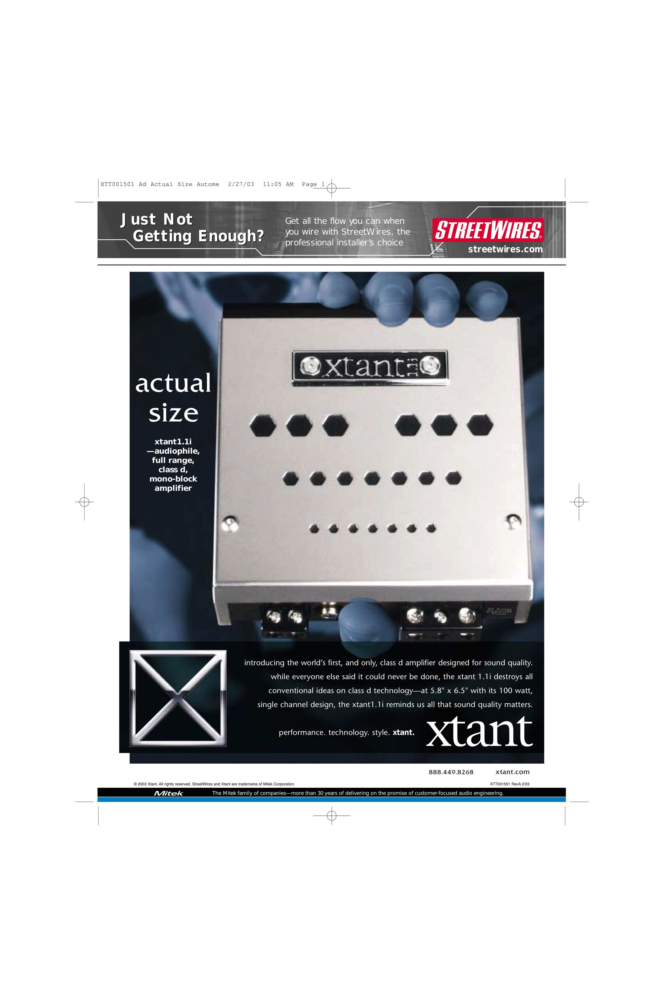 Xtant 1.1I Stereo Amplifier User Manual