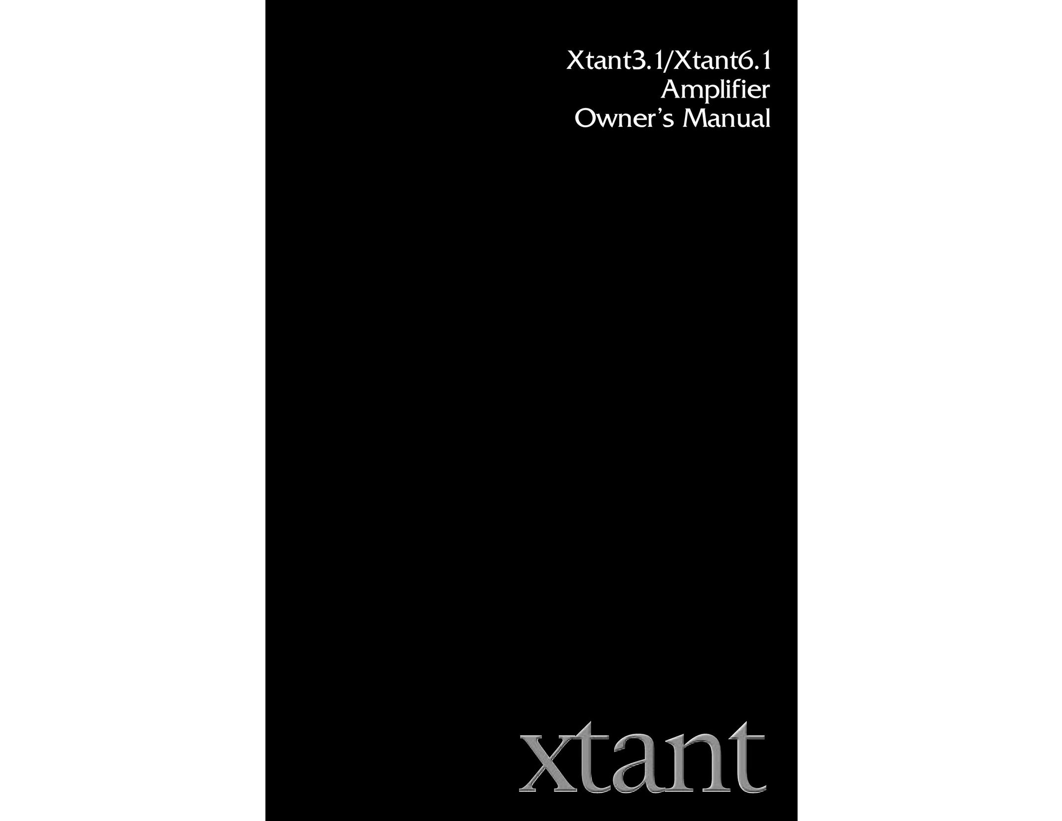 Xtant 3.1 Stereo Amplifier User Manual