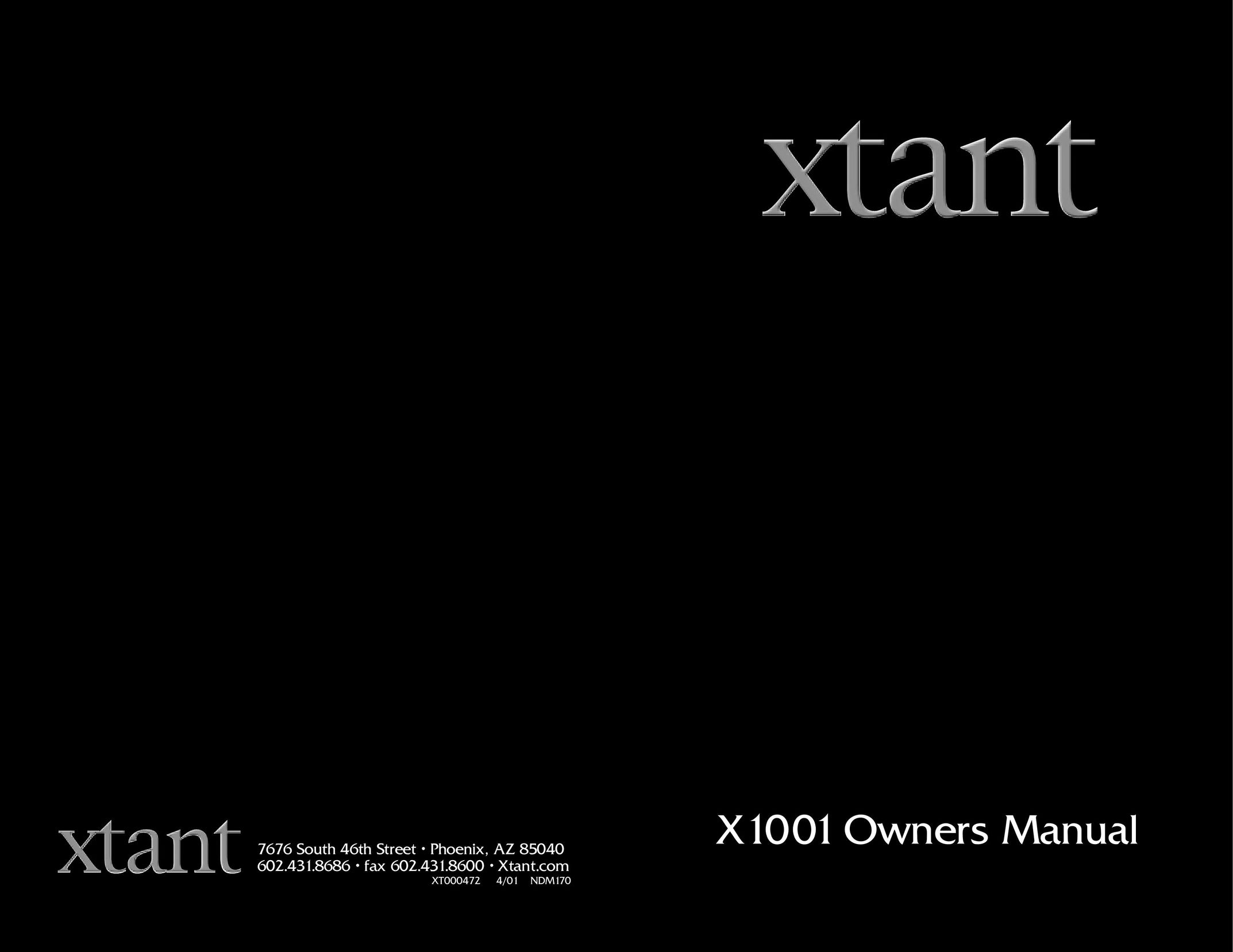 Xtant Model X1001 Stereo Amplifier User Manual