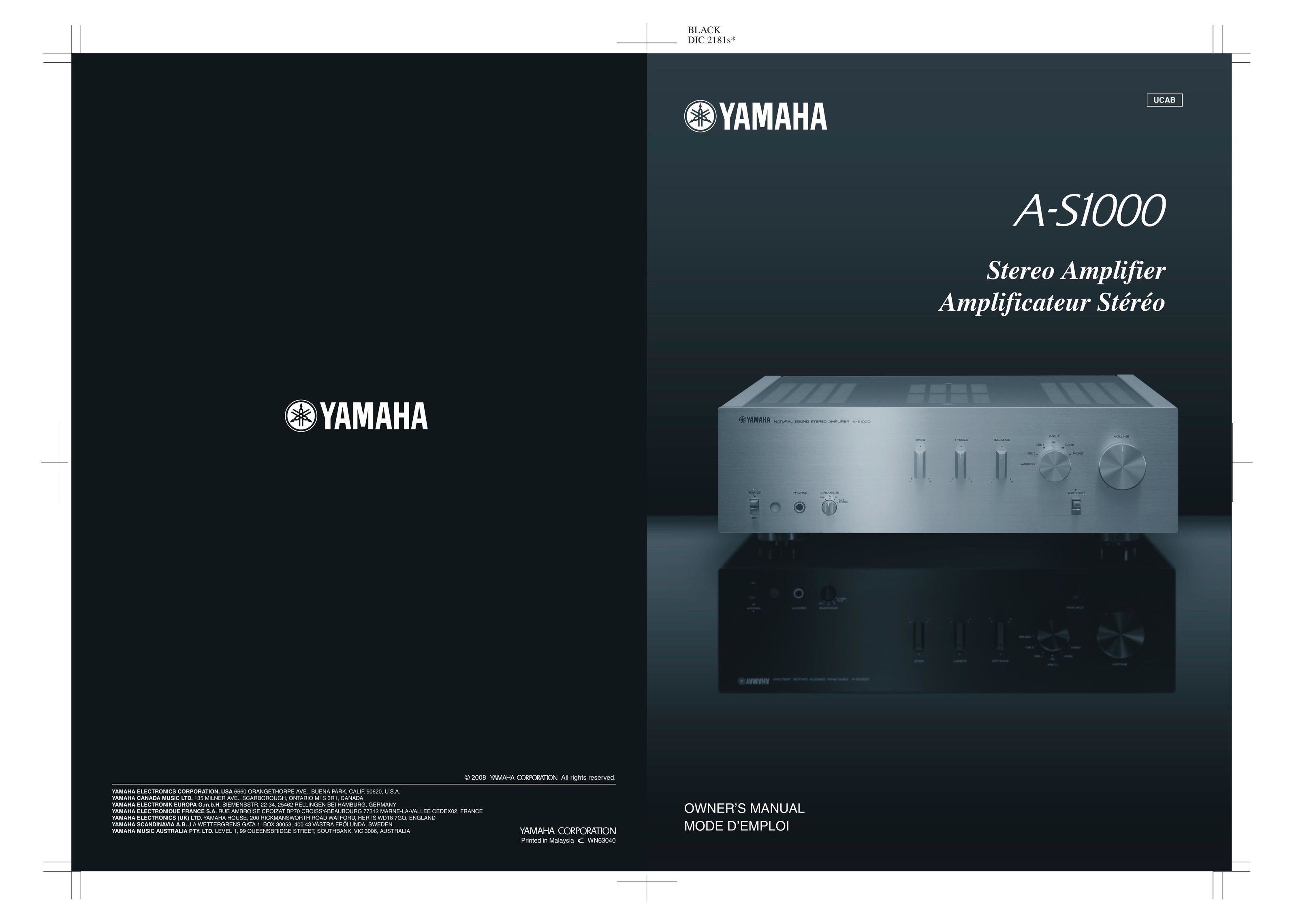 Yamaha A-S1000 Stereo Amplifier User Manual