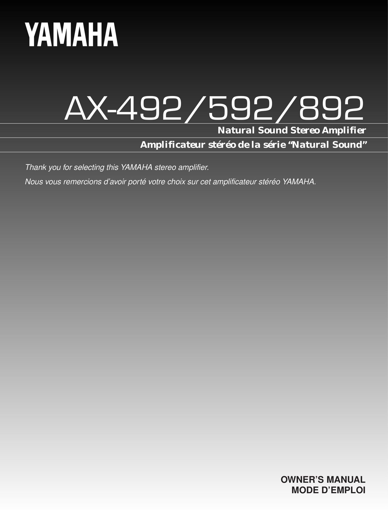Yamaha AX-492, AX-592, AX-892 Stereo Amplifier User Manual