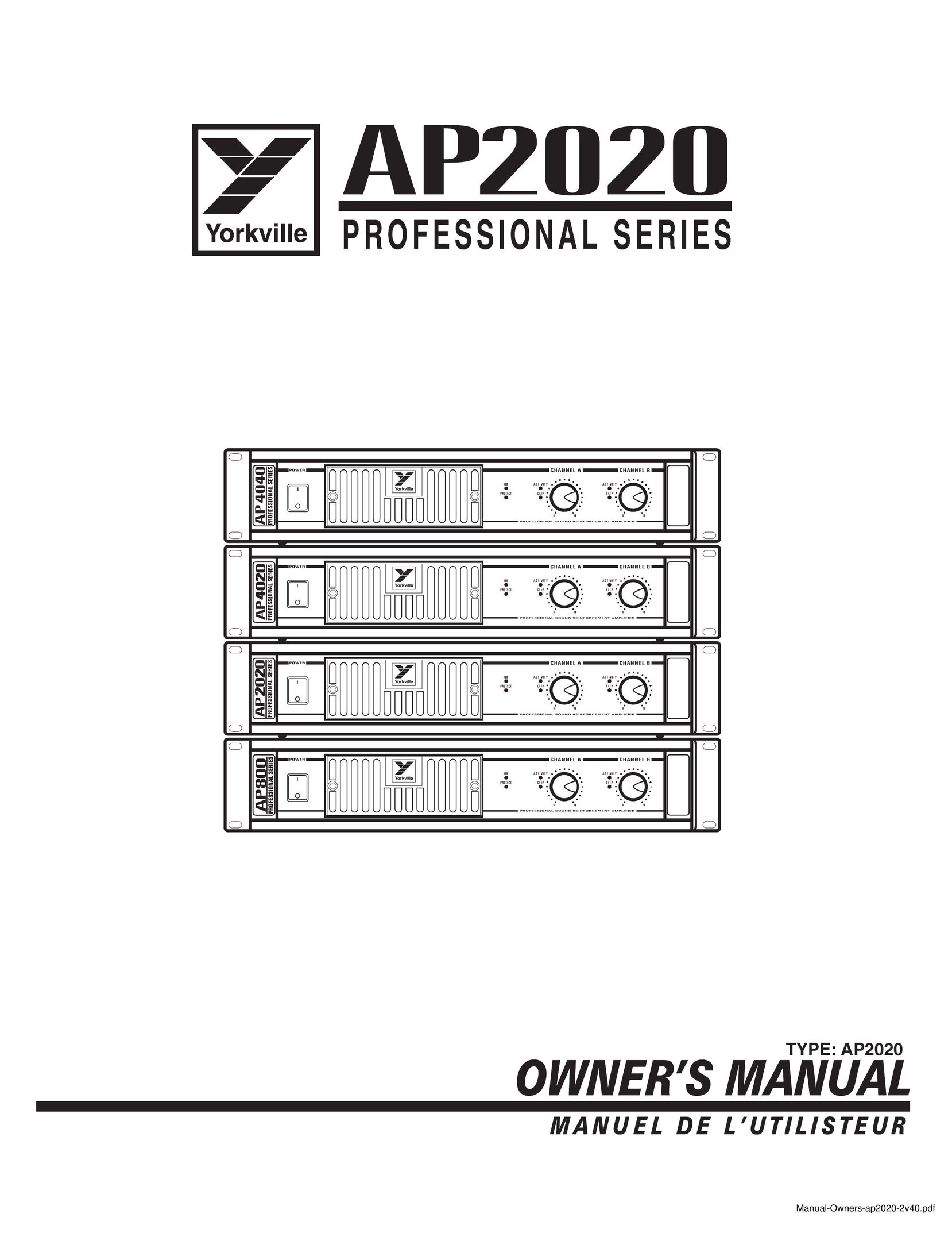 Yorkville Sound AP2020 Stereo Amplifier User Manual