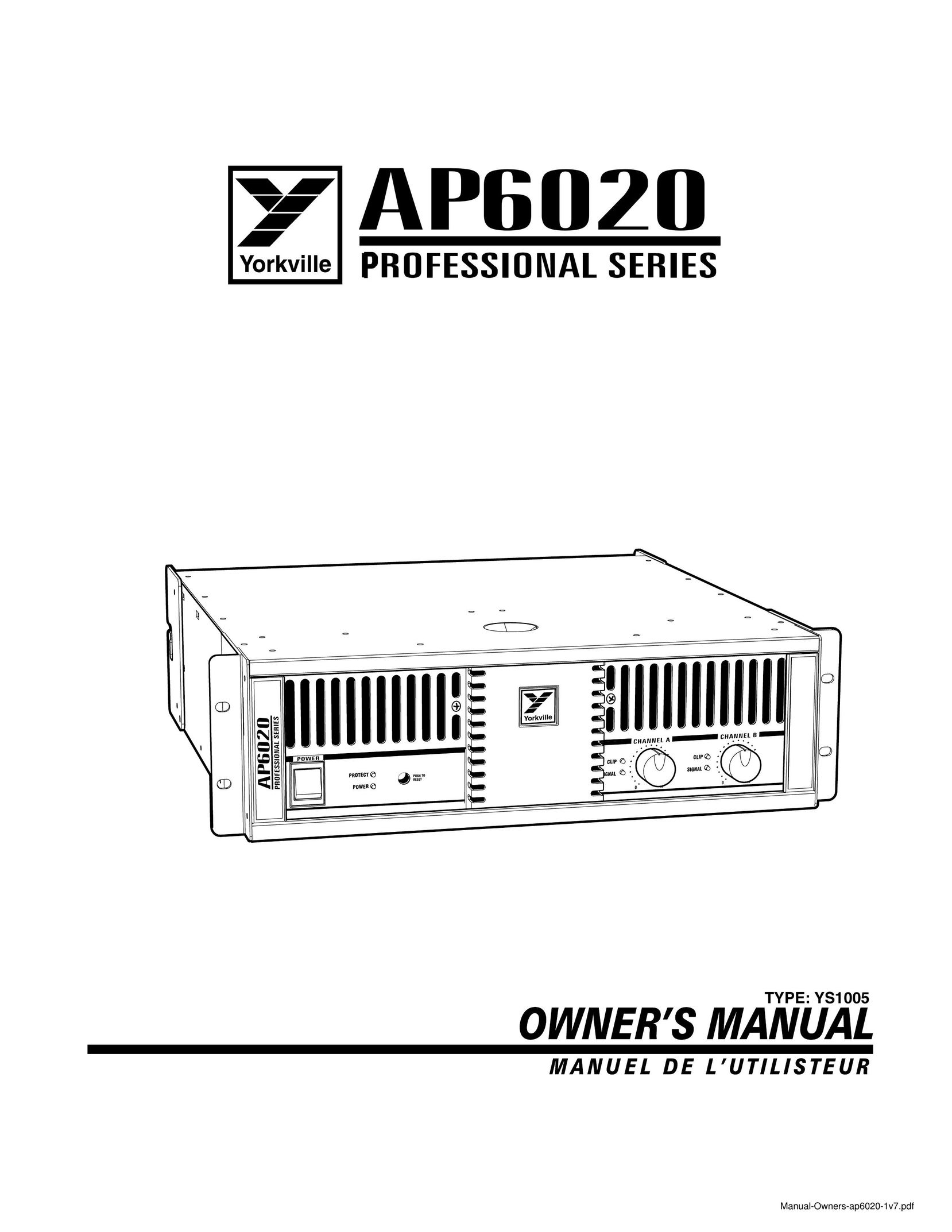 Yorkville Sound AP6020AP6020 Stereo Amplifier User Manual