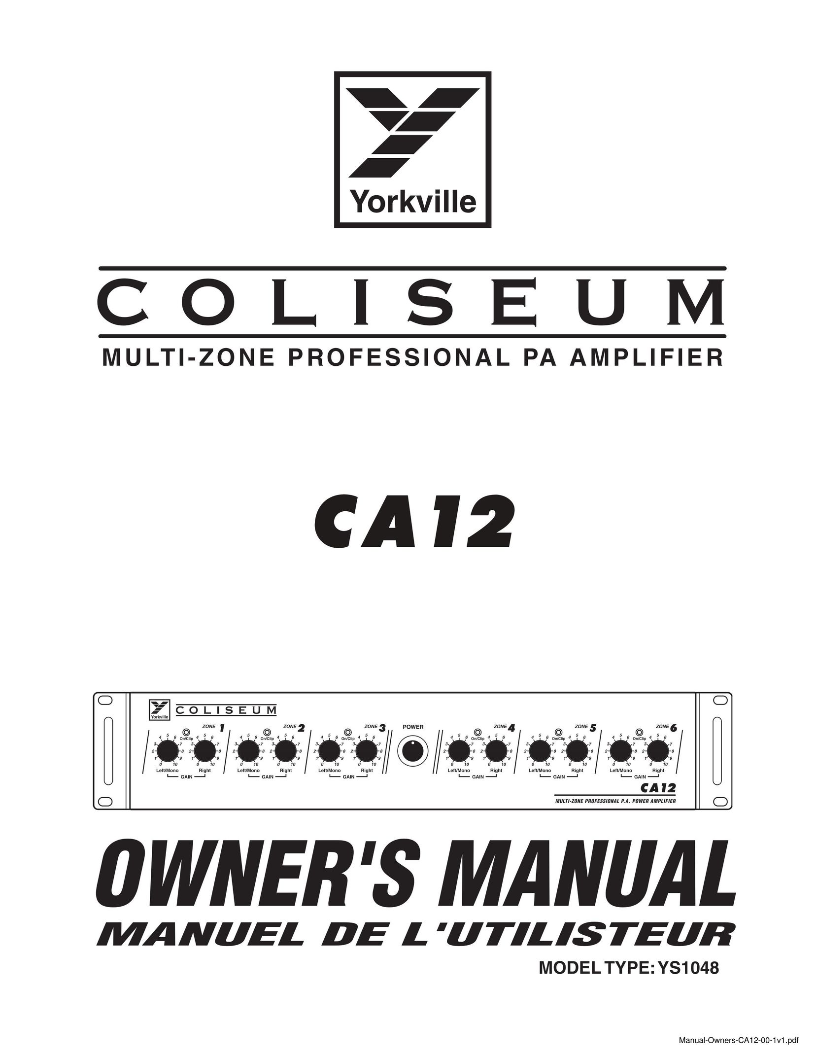 Yorkville Sound CA12 Stereo Amplifier User Manual