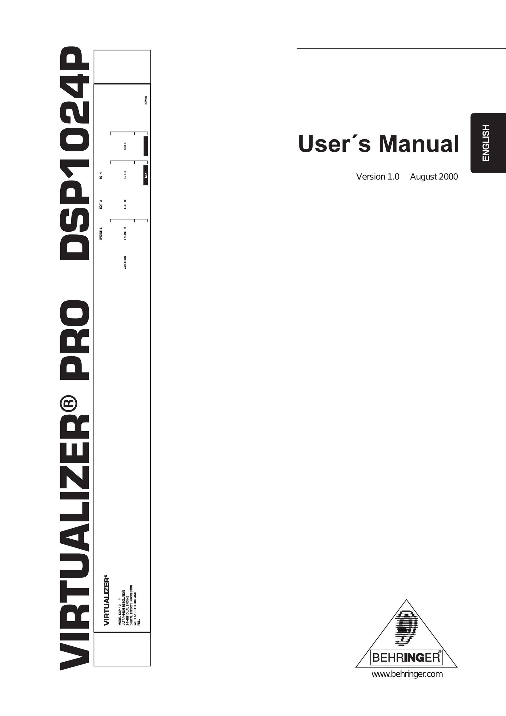 Behringer DSP1024P Stereo Equalizer User Manual