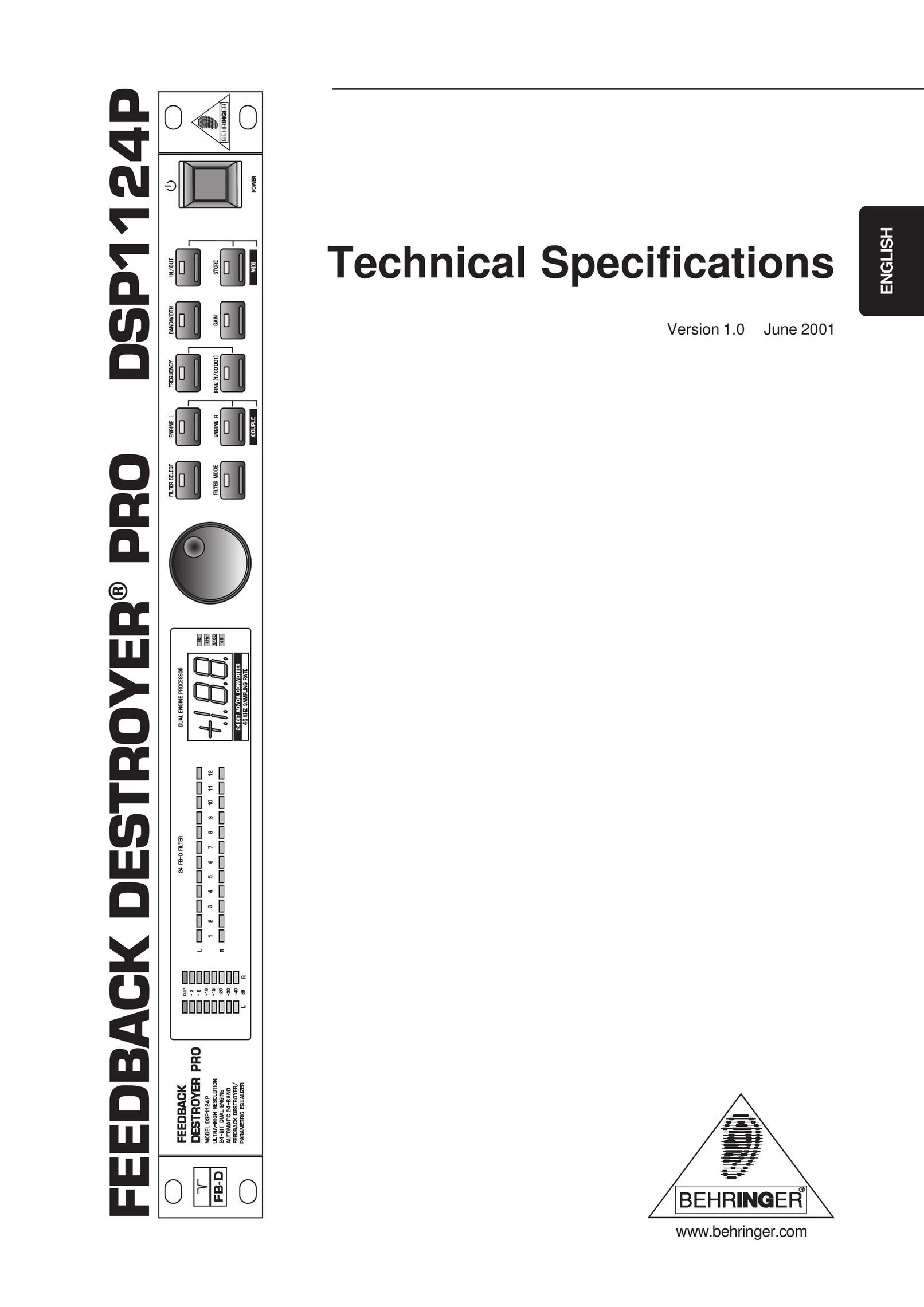 Behringer dsp1124p Stereo Equalizer User Manual